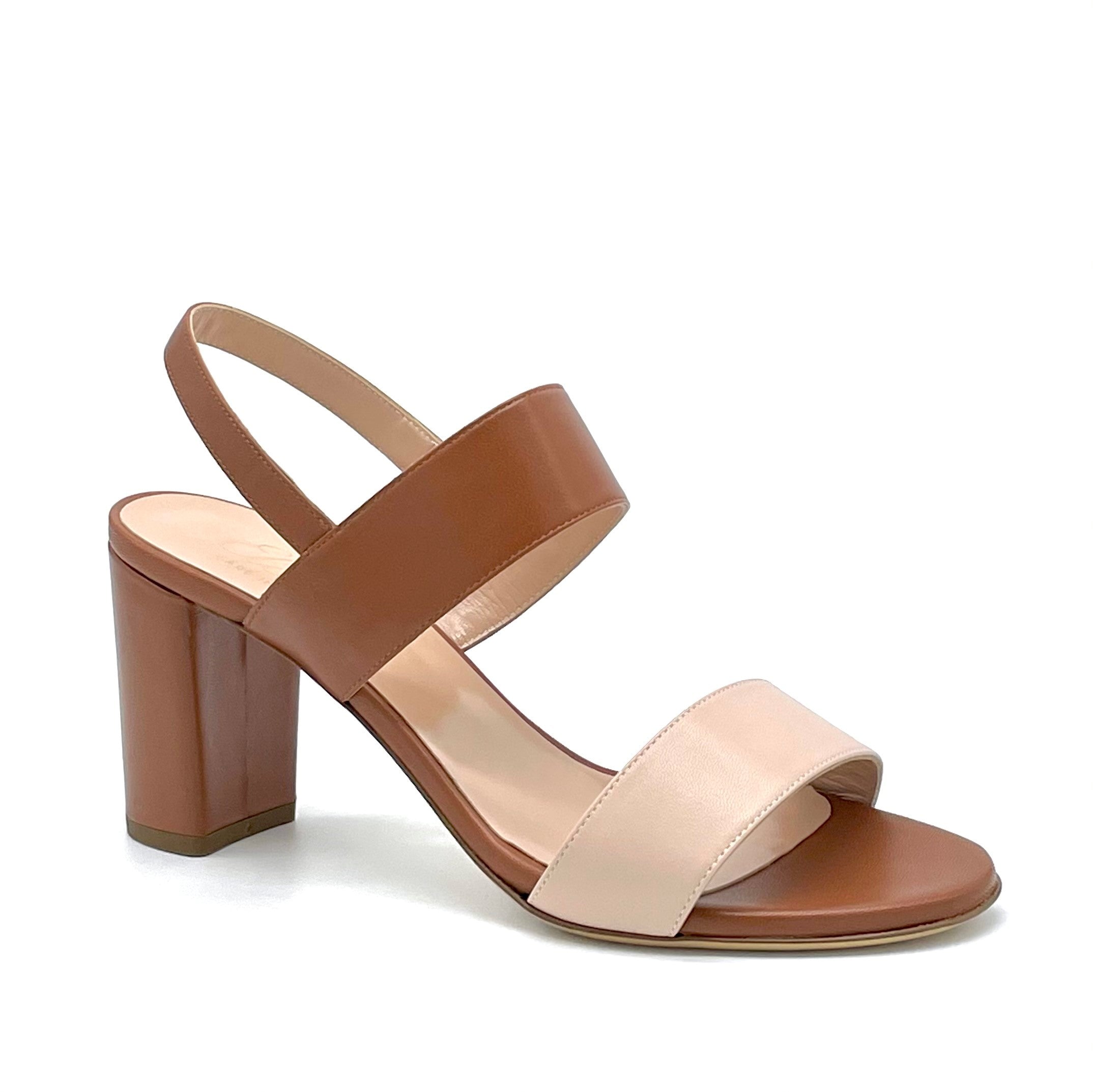 AESTAS Sandalo in pelle nocciola e nude - Cod. 11138E