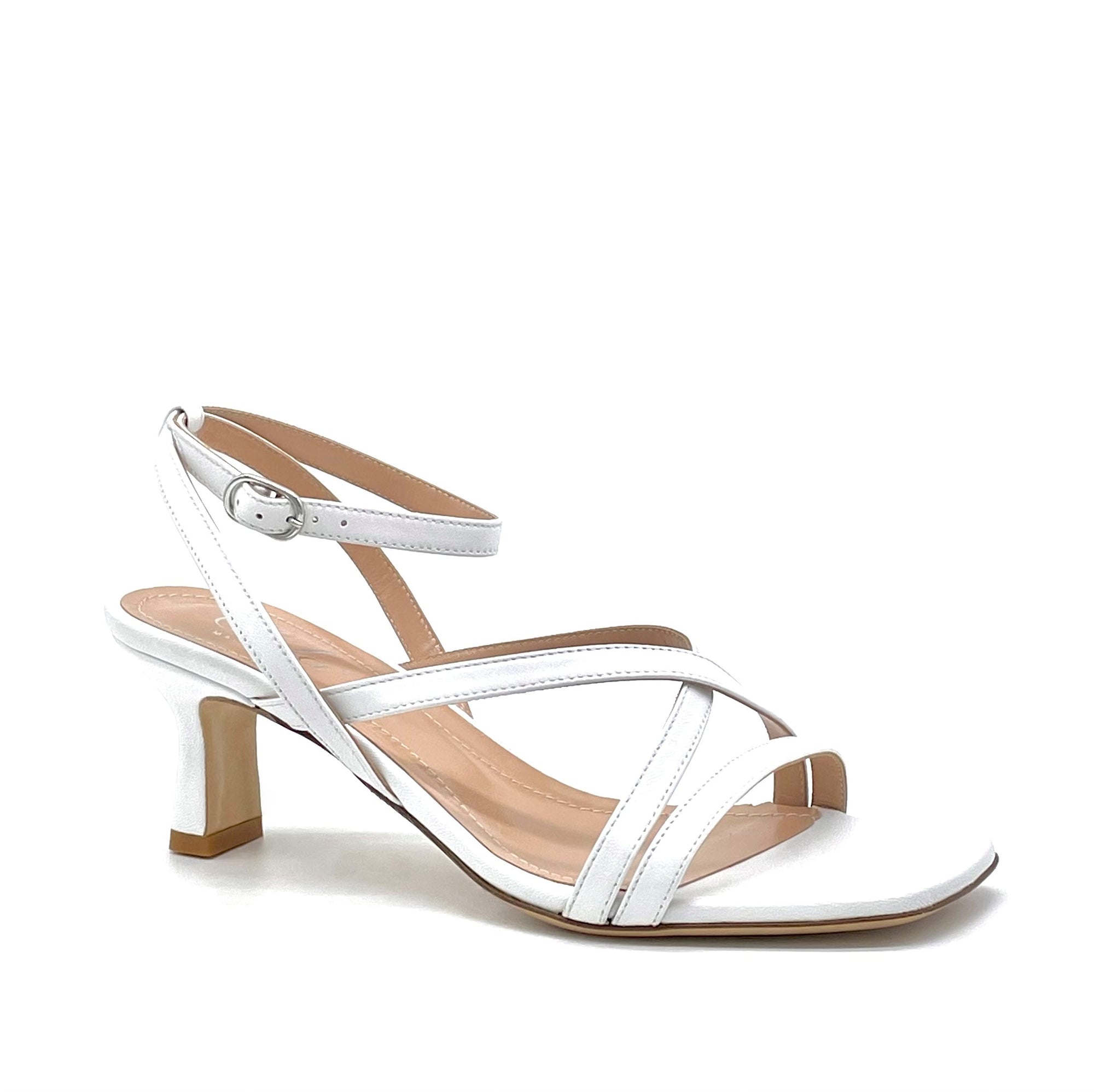 AESTAS White leather sandal with ankle strap - Cod. 11148B