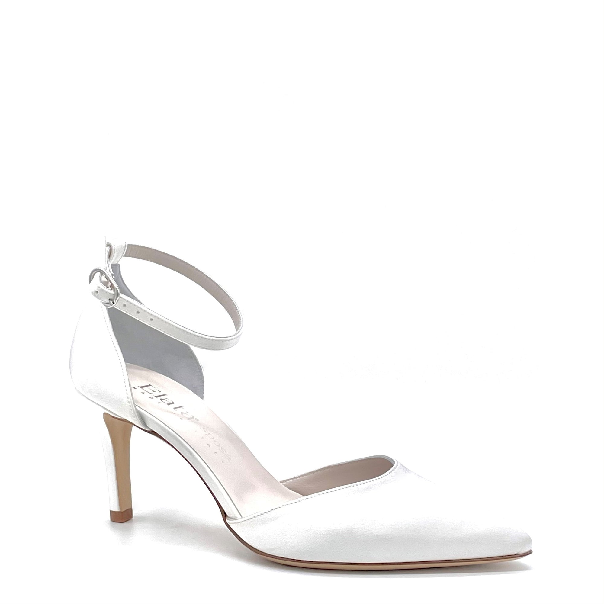 100% white silk D'Orsay with an ankle strap - Cod. S2415