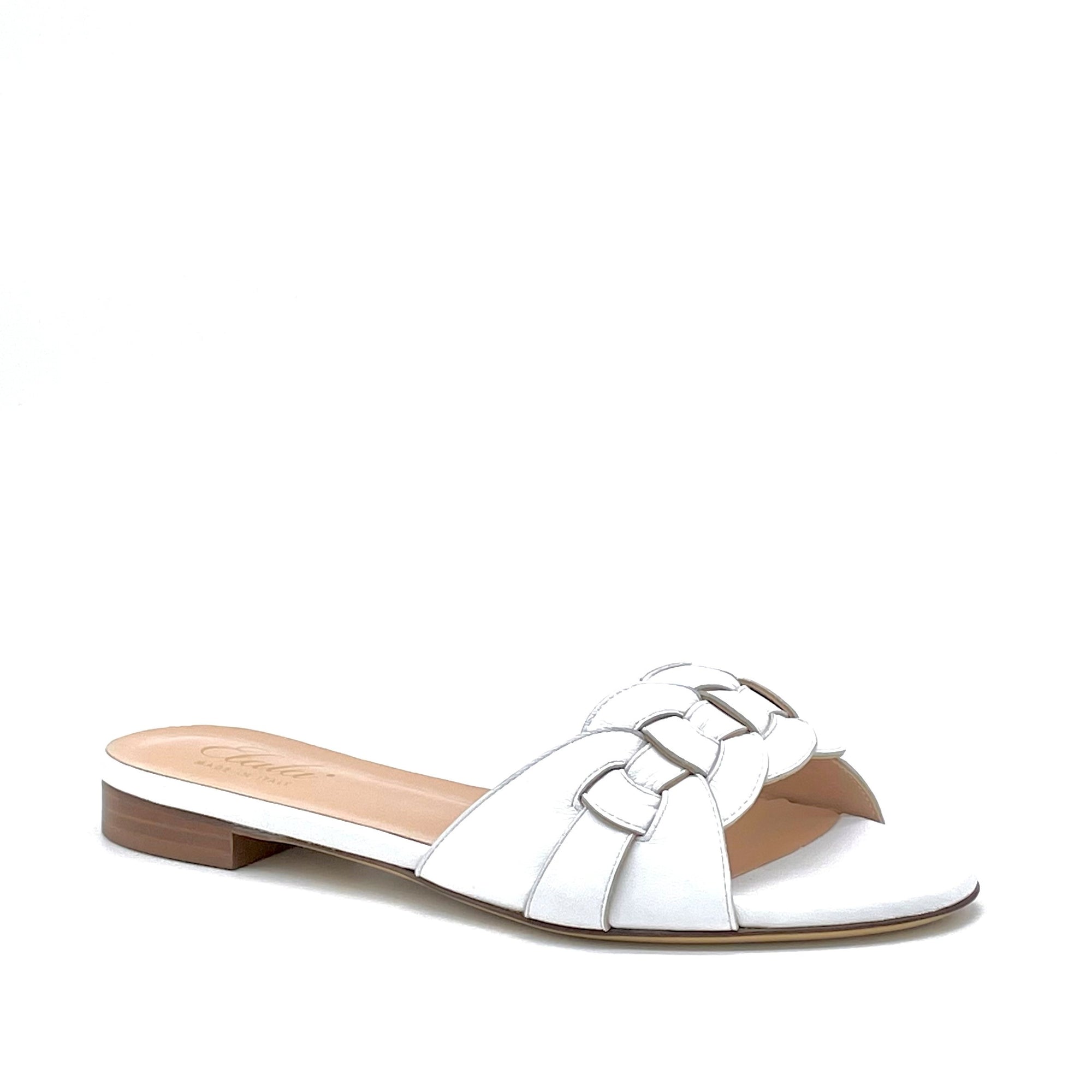 AESTAS White leather mule with intertwined band - Cod. 11142A