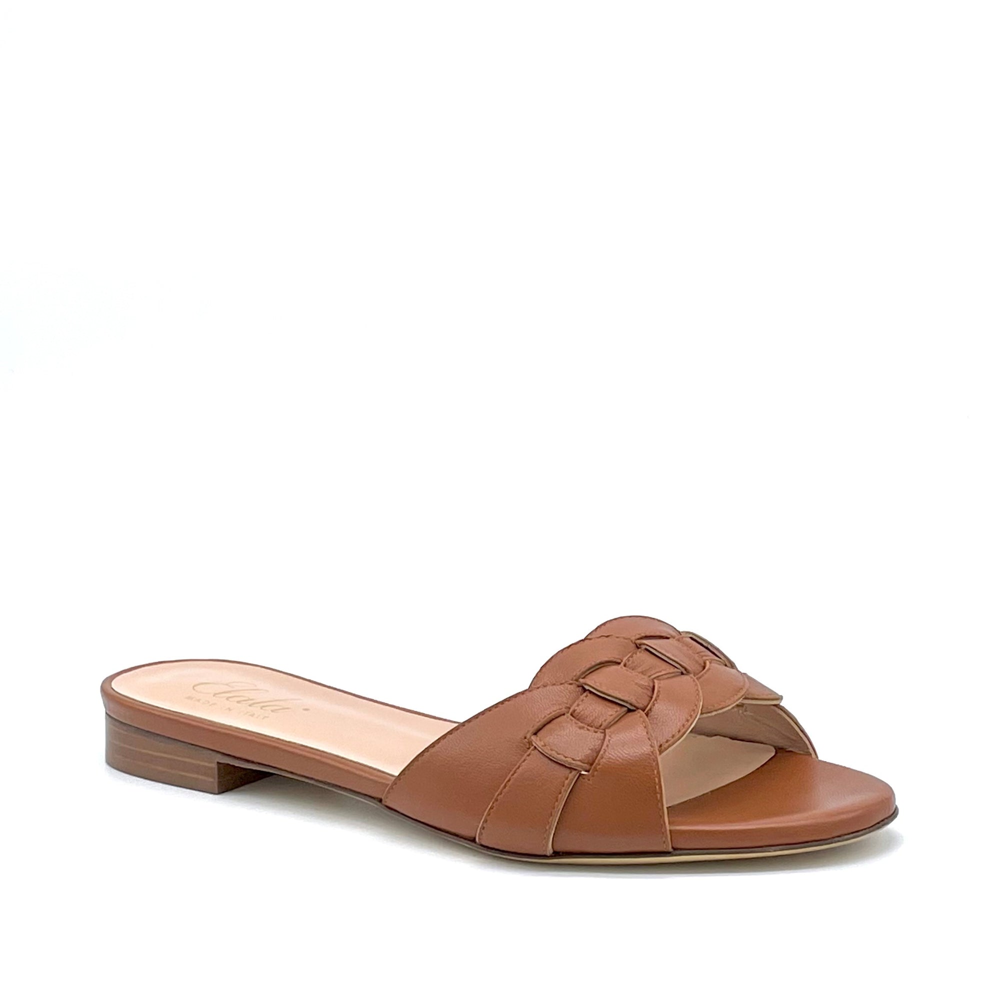 AESTAS Brown leather mule with intertwined band - Cod. 11142B