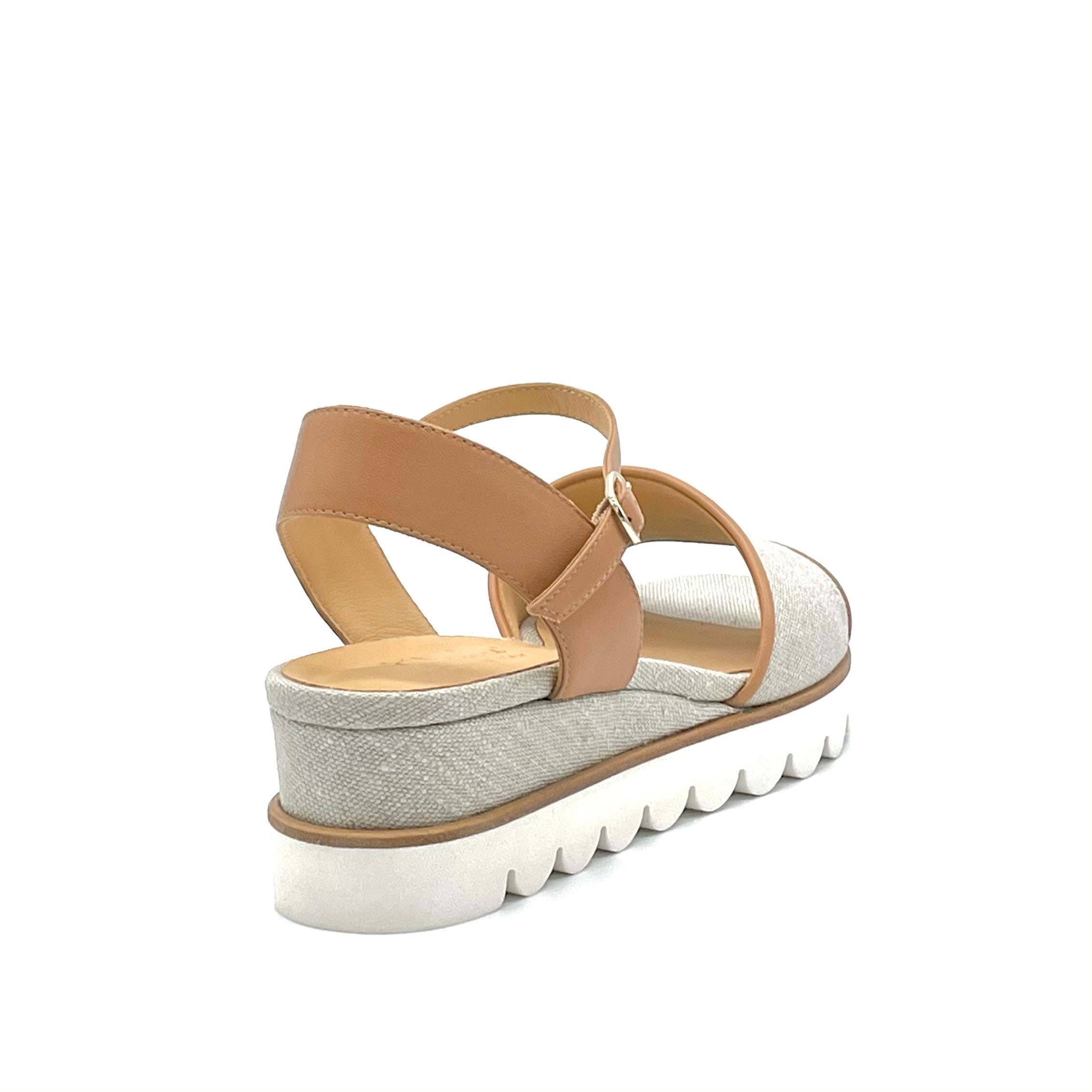 AESTAS Rope colour fabric and dark beige leather sandal - Cod. 11163A
