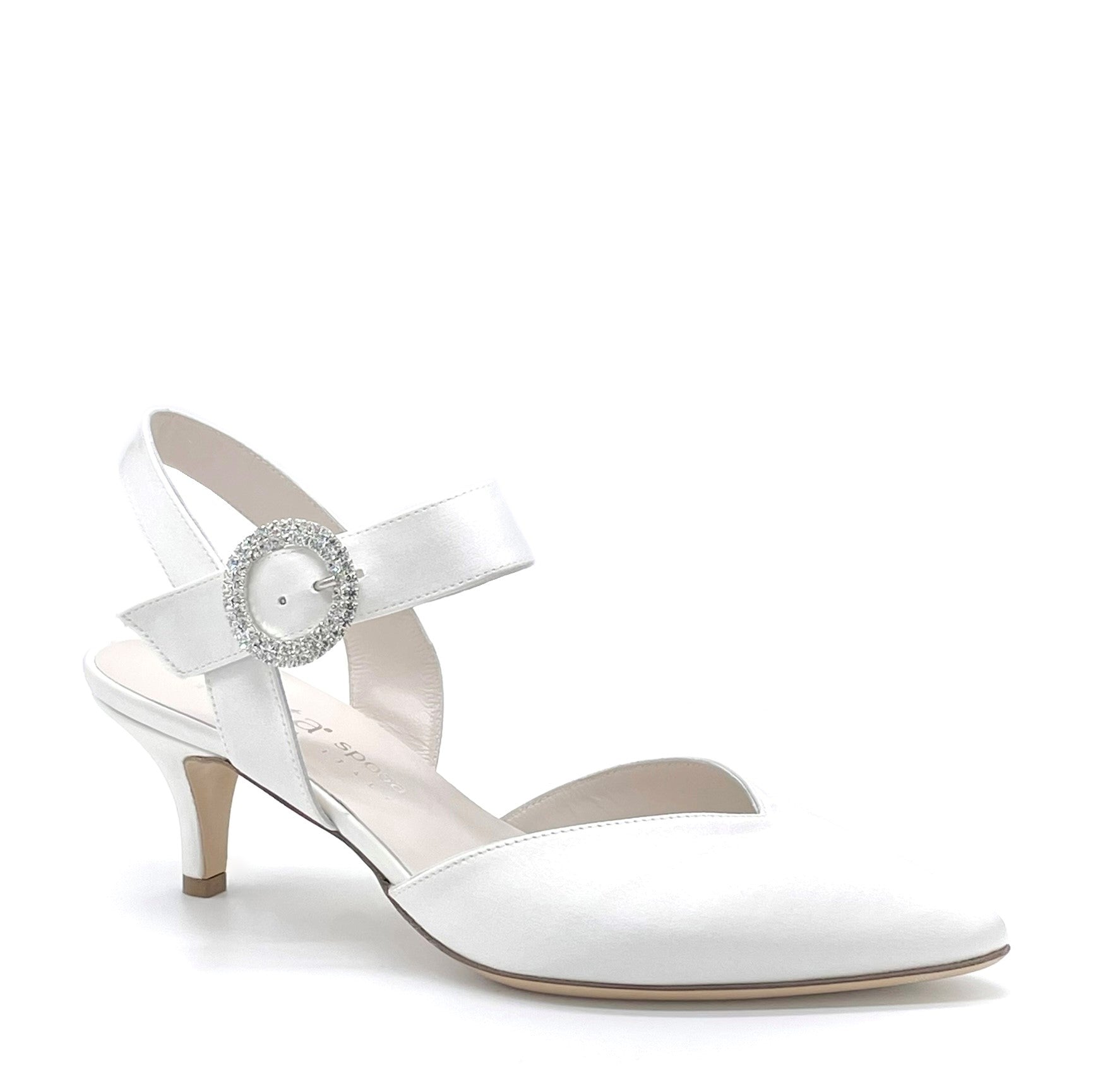 100% white silk slingback with jewel buckle - Cod. S2906-1