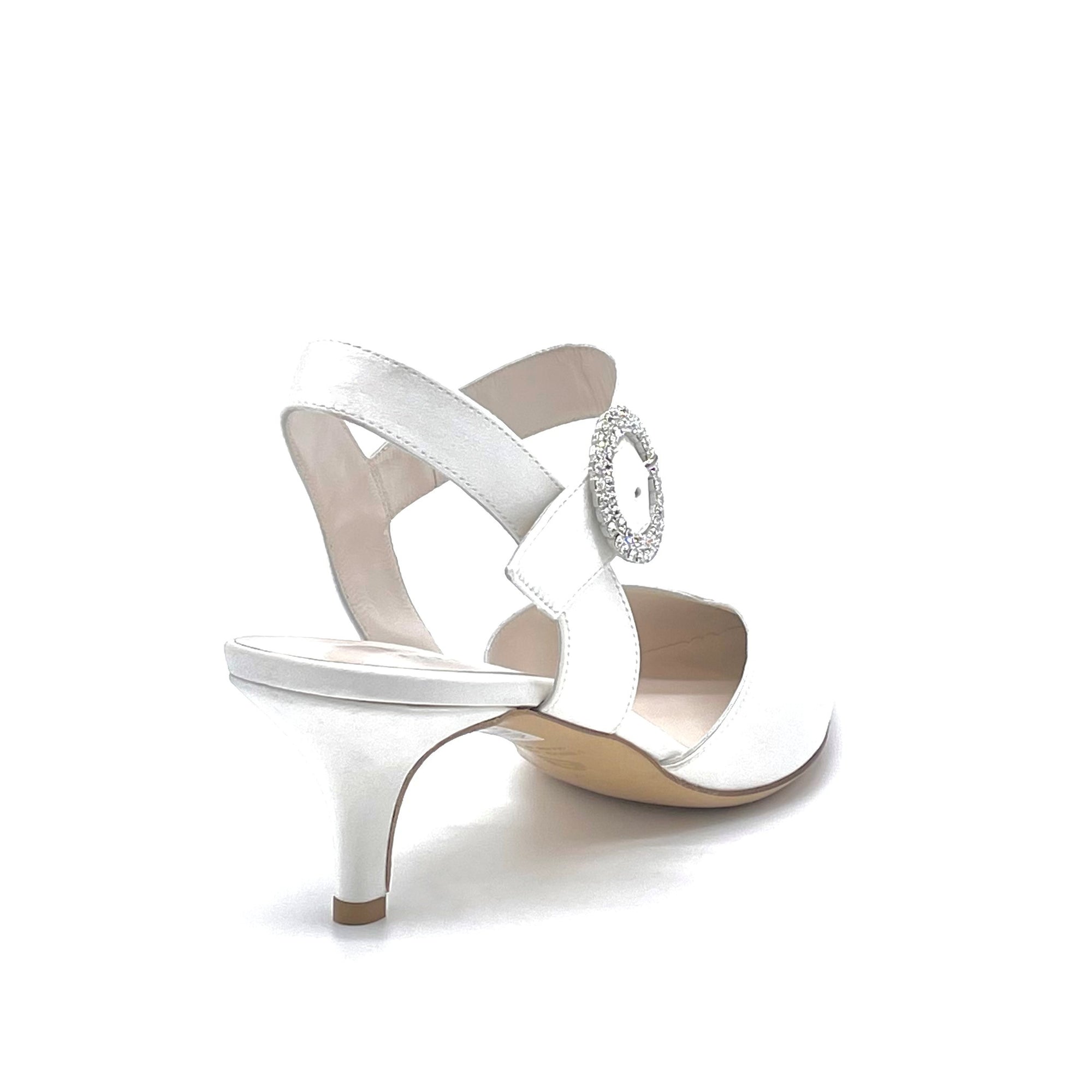 100% white silk slingback with jewel buckle - Cod. S2906-1