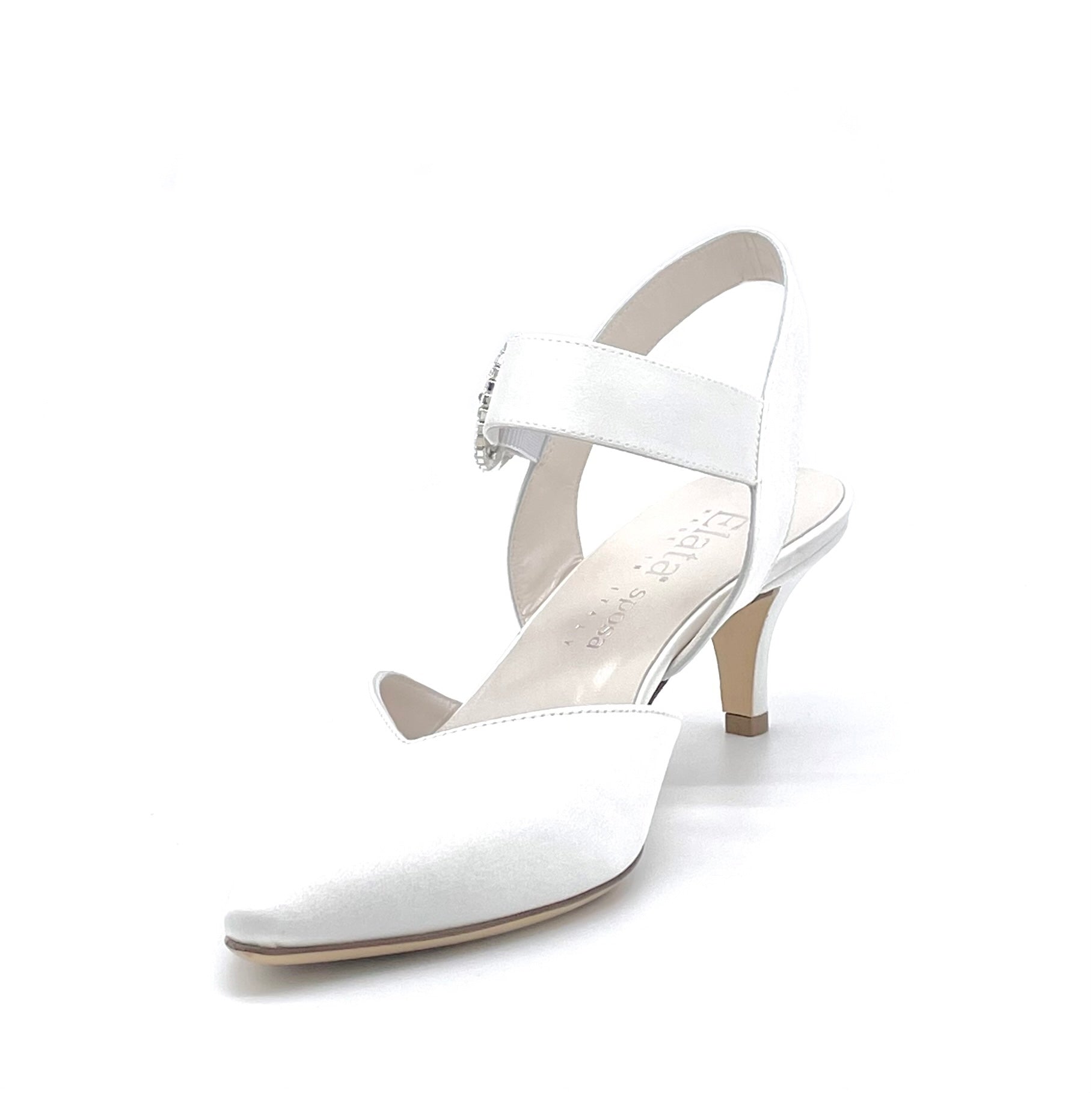 Slingback 100% seta bianca con fibbia gioiello - Cod. S2906-1
