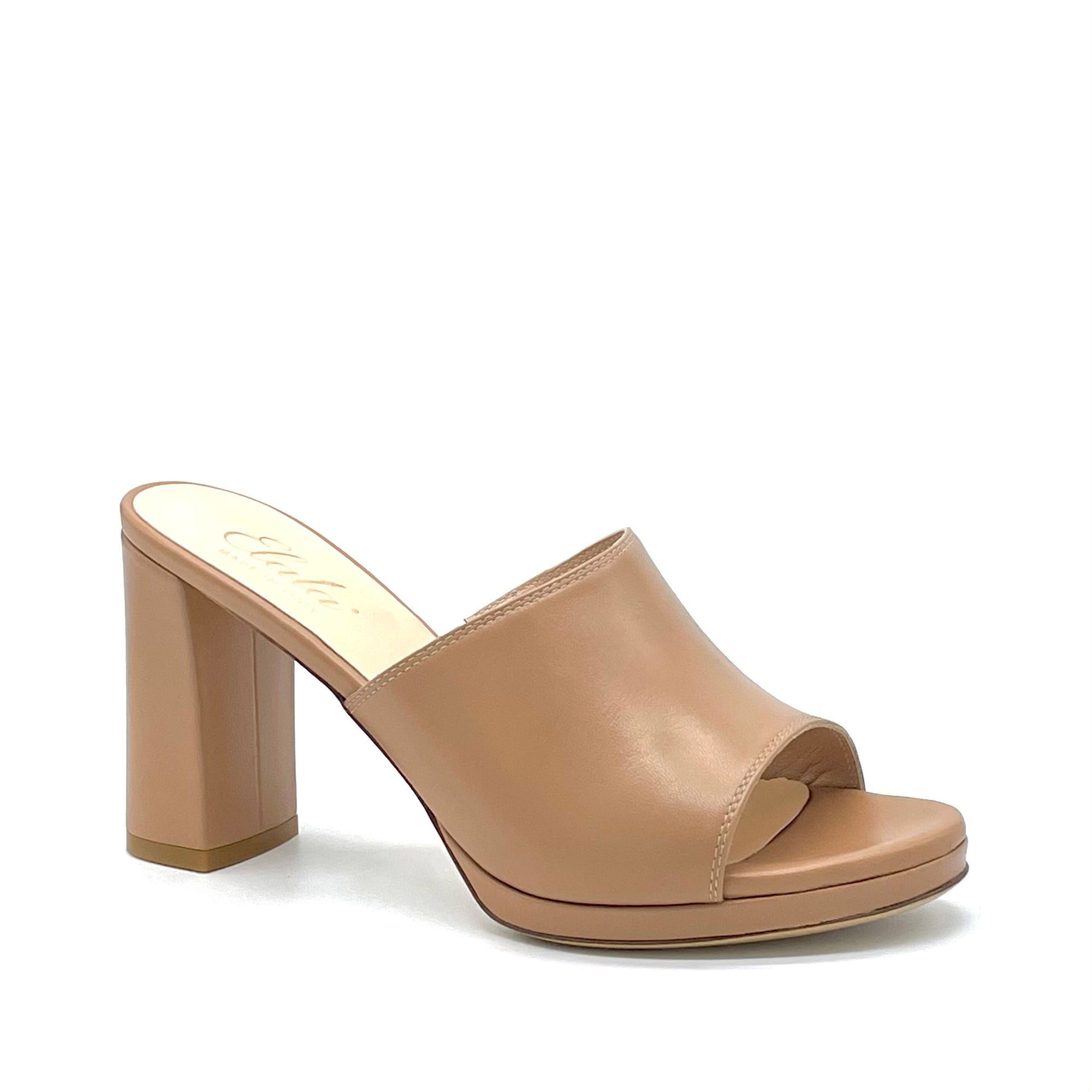 AESTAS Dark beige leather mule with platform - Cod. 11164A