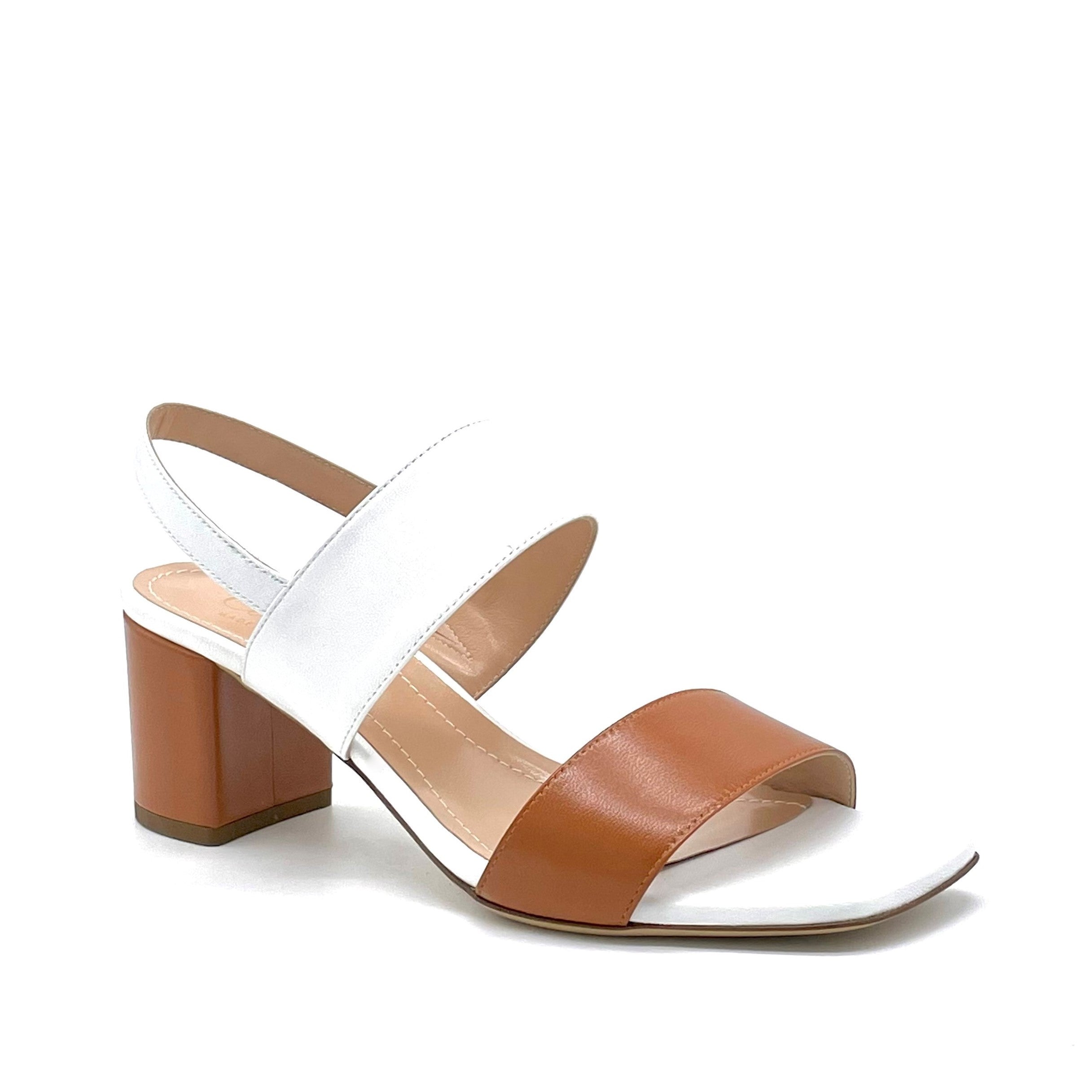 AESTAS White and brown leather sandal - Cod. 11139F