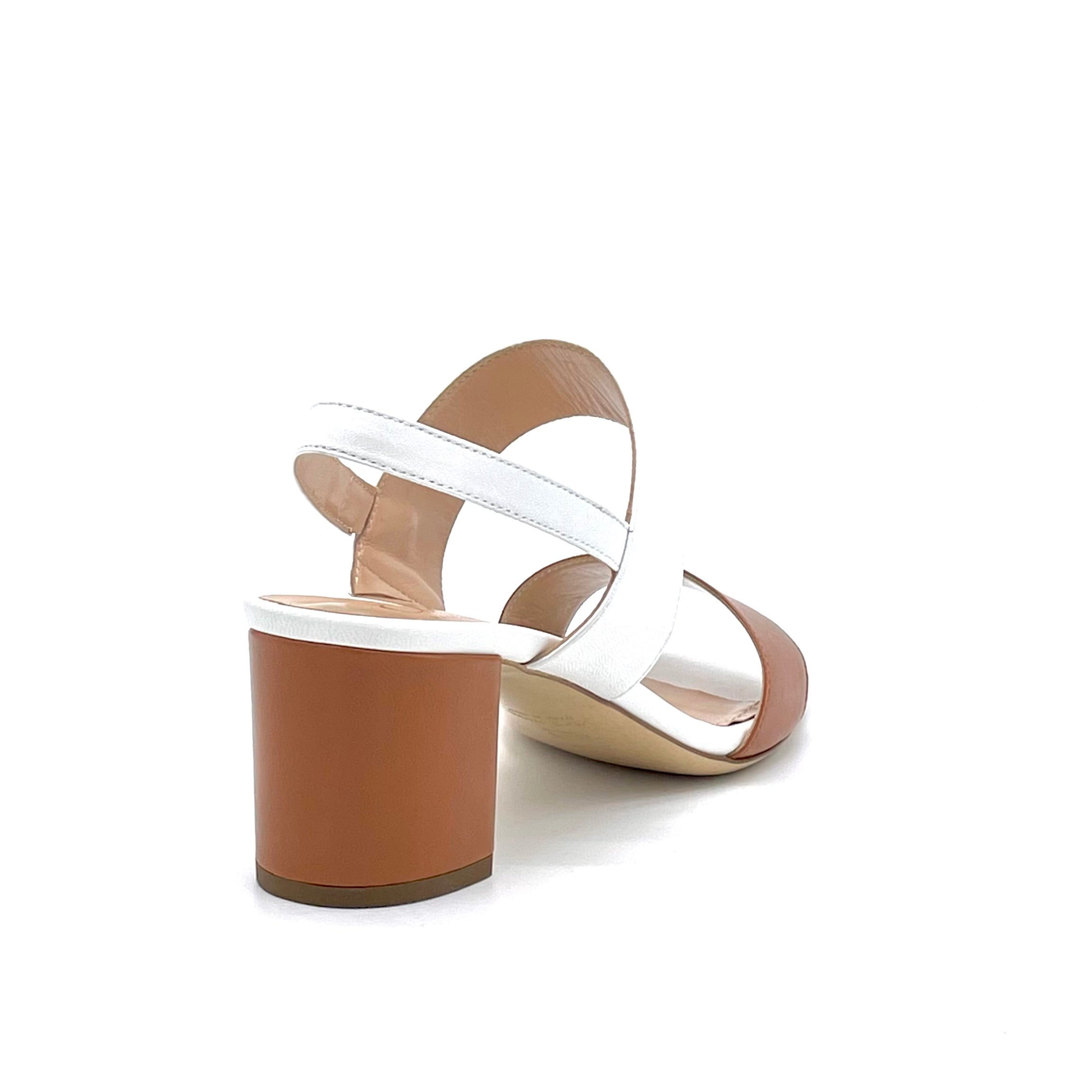 AESTAS White and brown leather sandal - Cod. 11139F