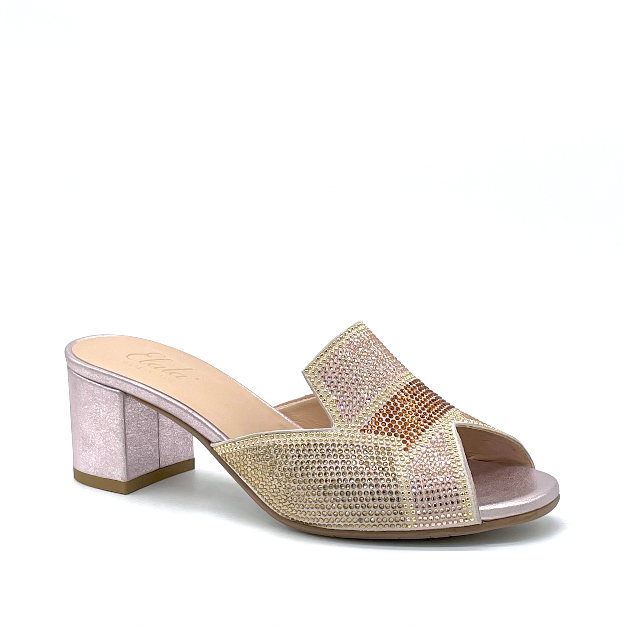 MARILYN Pink laminate suede mule with rhinestones- Cod. 63739-1