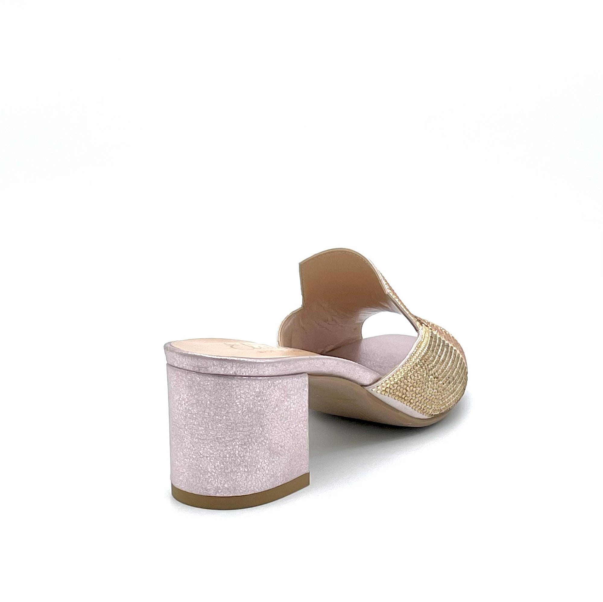 MARILYN Sabot in camoscio laminato rosa con strass - Cod. 63739-1