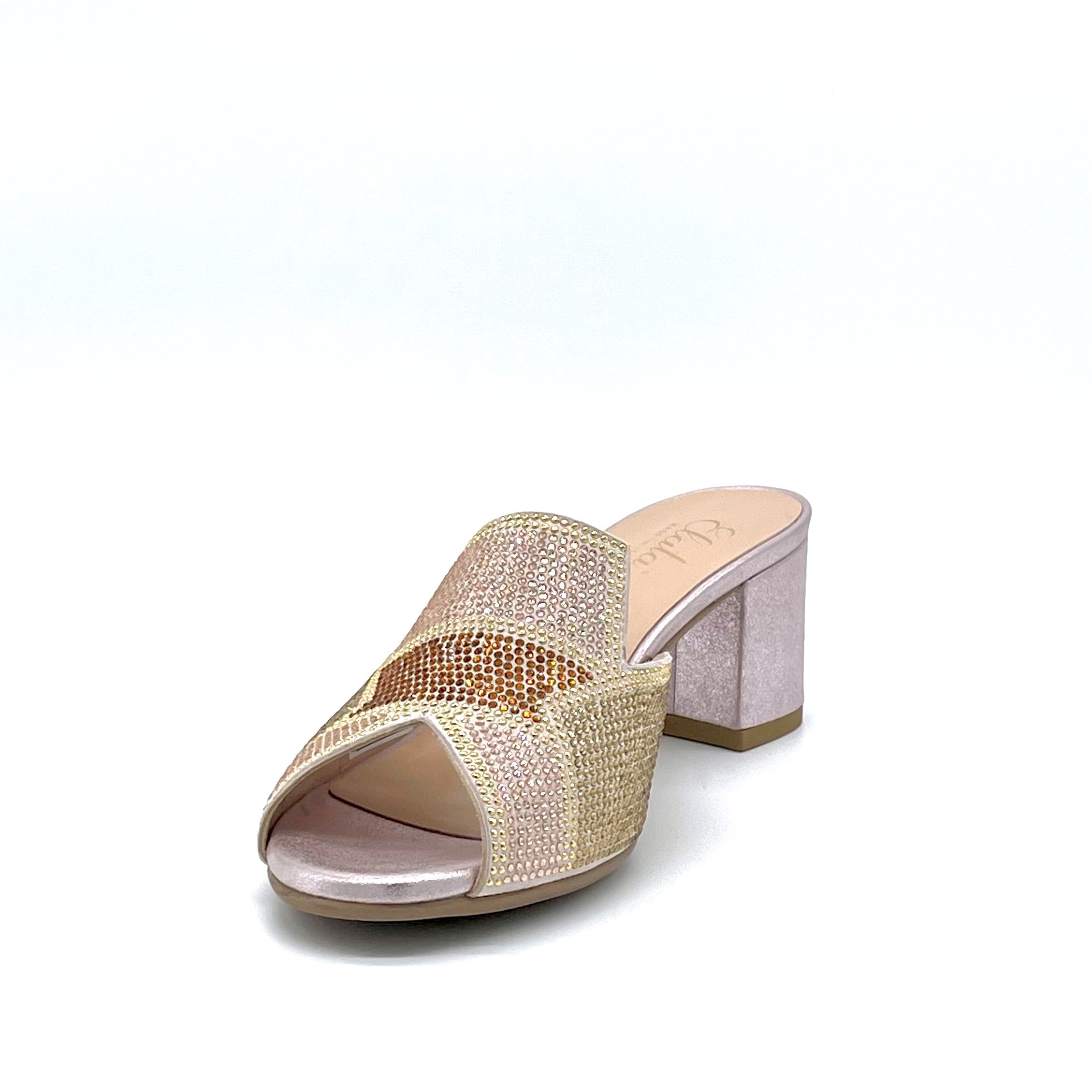 MARILYN Pink laminate suede mule with rhinestones- Cod. 63739-1