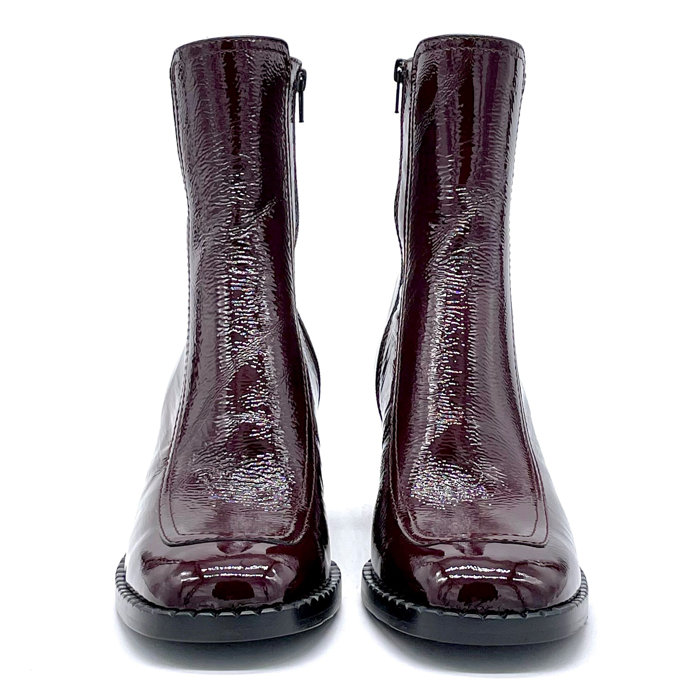Stivaletto in vernice bordeaux effetto stropicciato - Cod. 51504