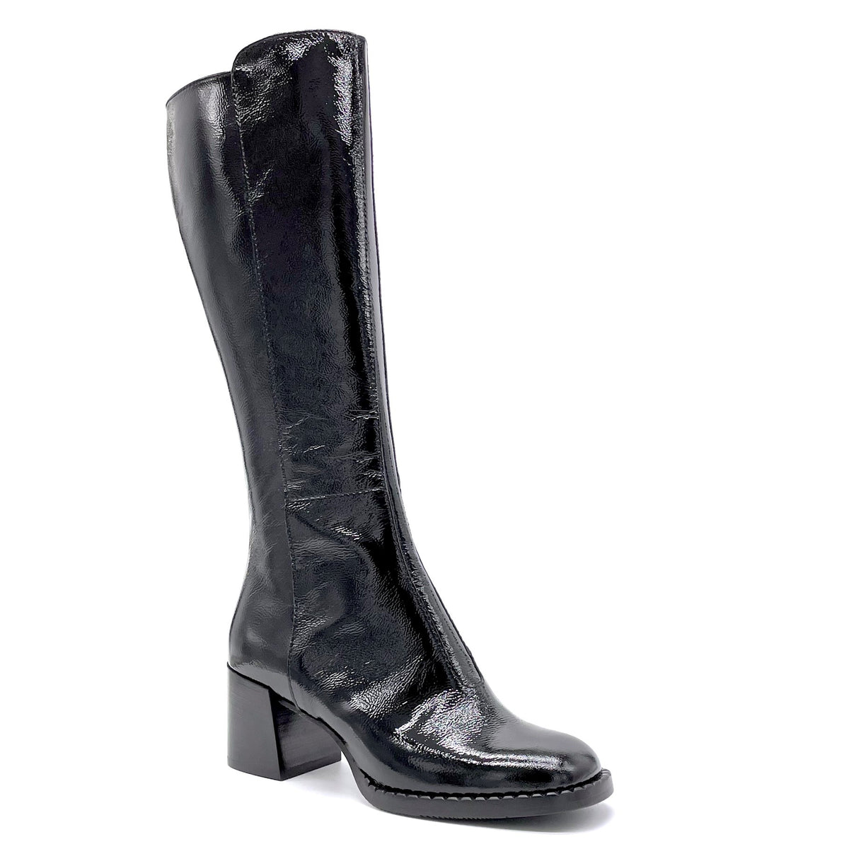 Black patent leather  with creased effect boot - Cod. 51505