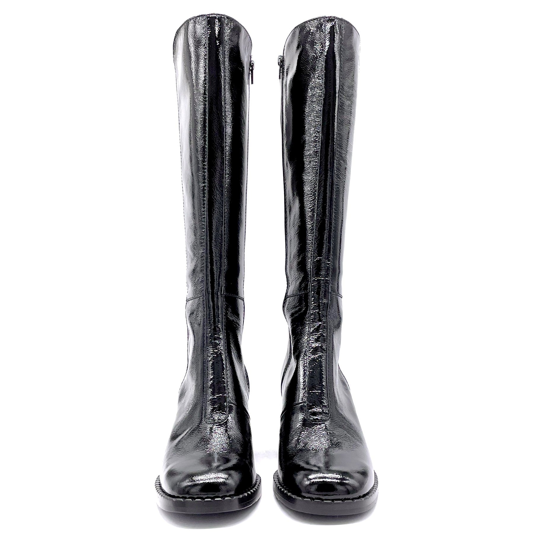 Black patent leather  with creased effect boot - Cod. 51505