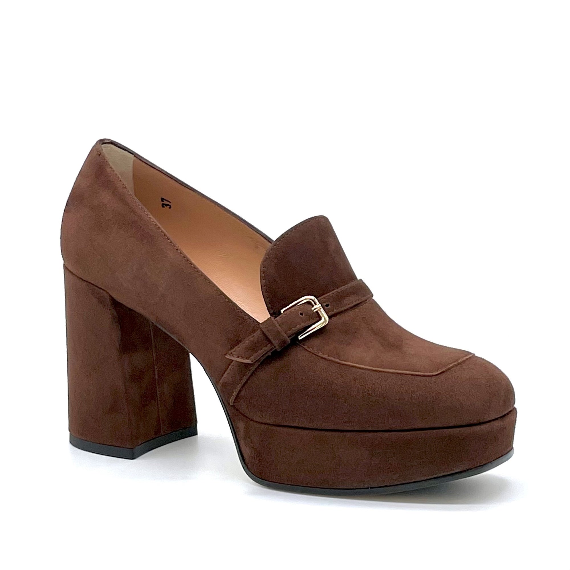 Brown suede moccasin with platform - Cod. 51509