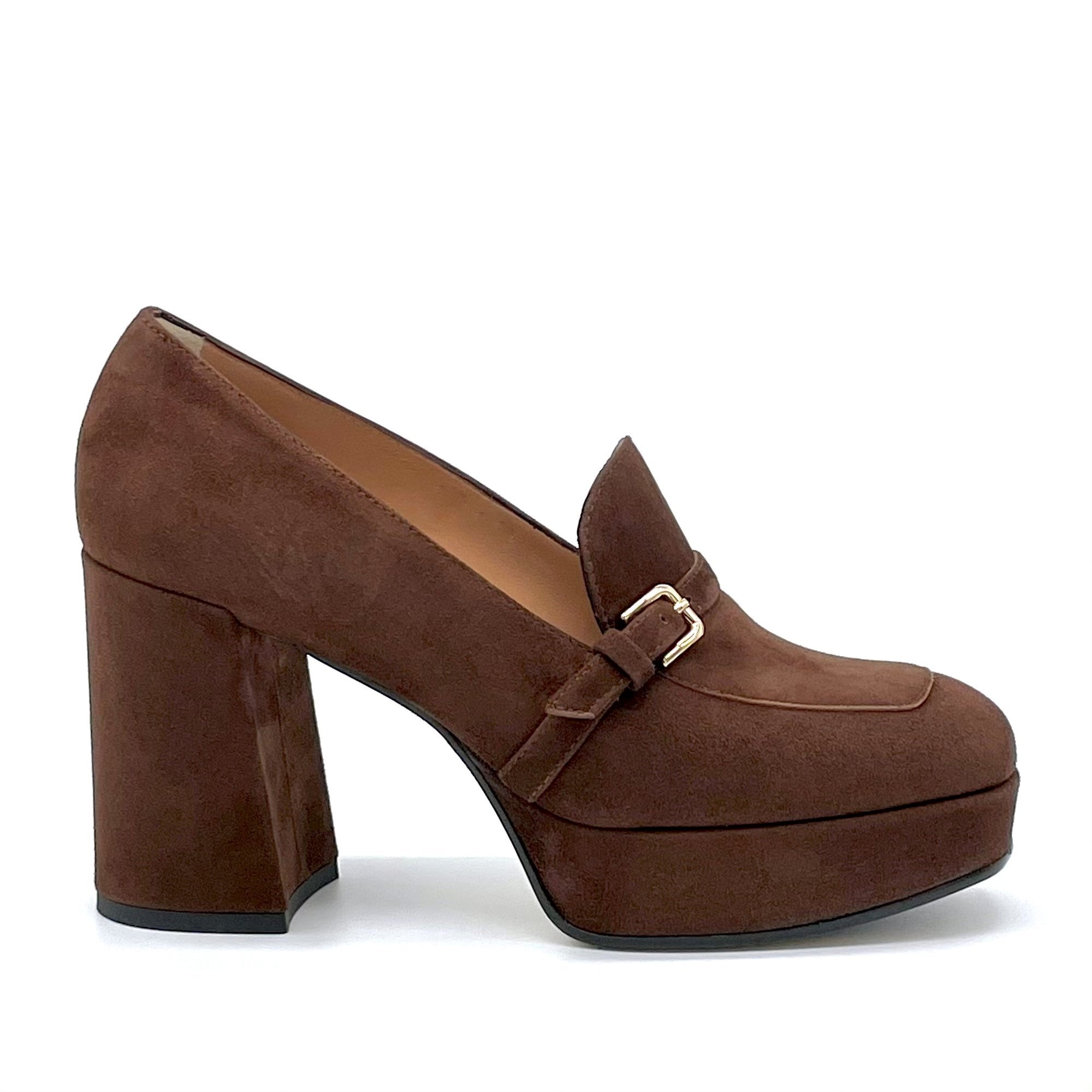 Brown suede moccasin with platform - Cod. 51509