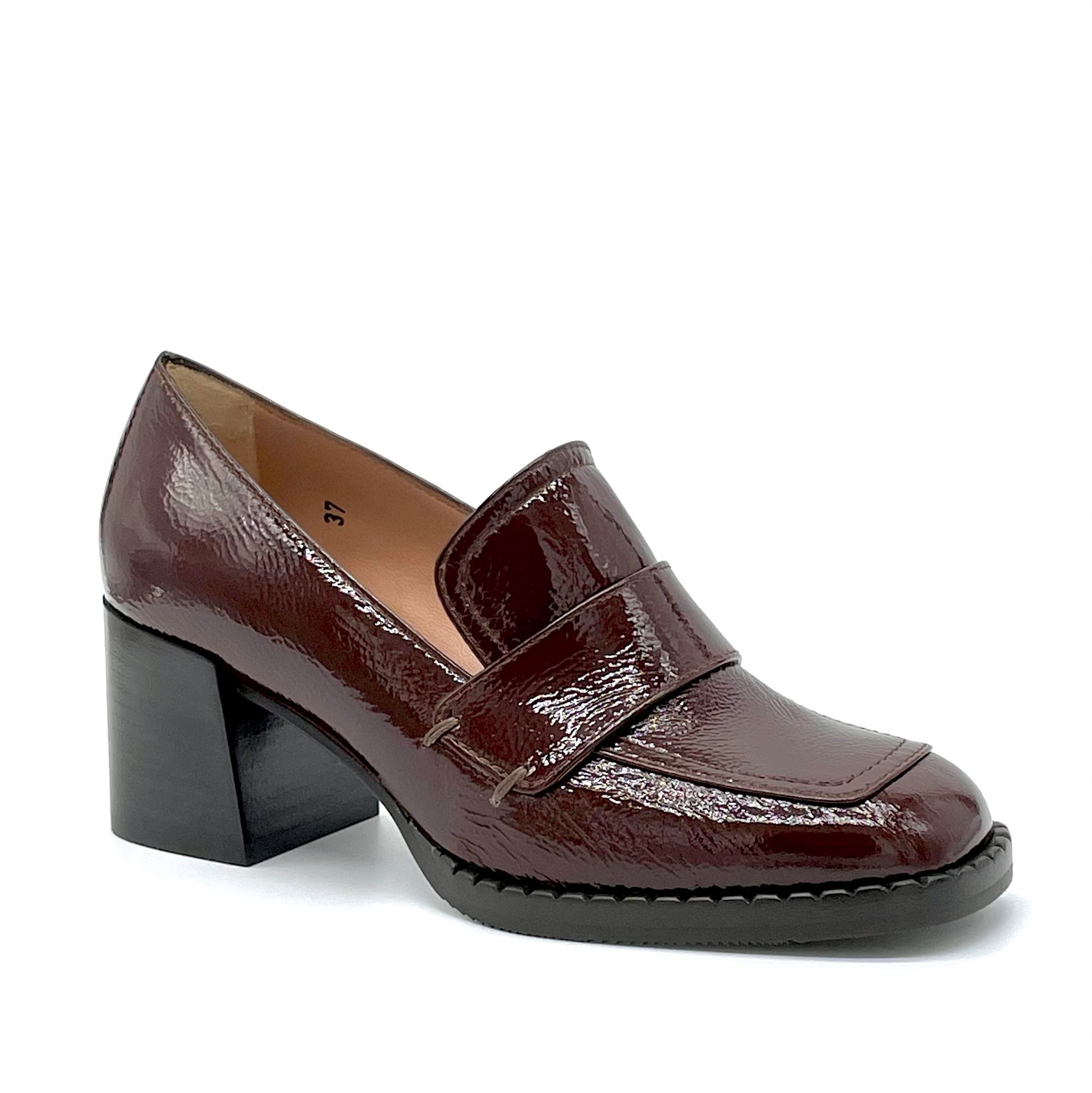 Brown patent leather with creased effect moccasin - Cod. 51501_2