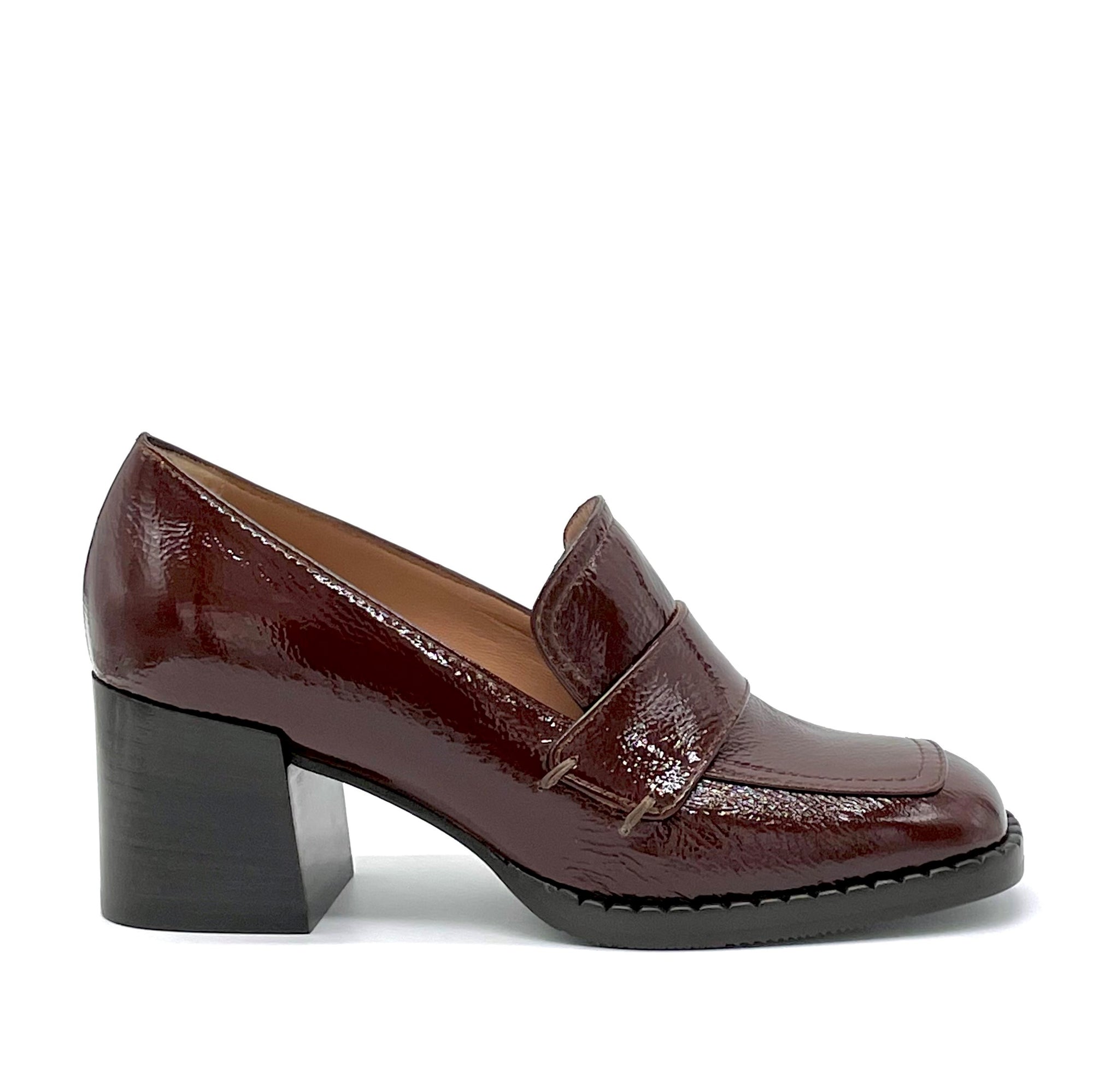 Brown patent leather with creased effect moccasin - Cod. 51501_2