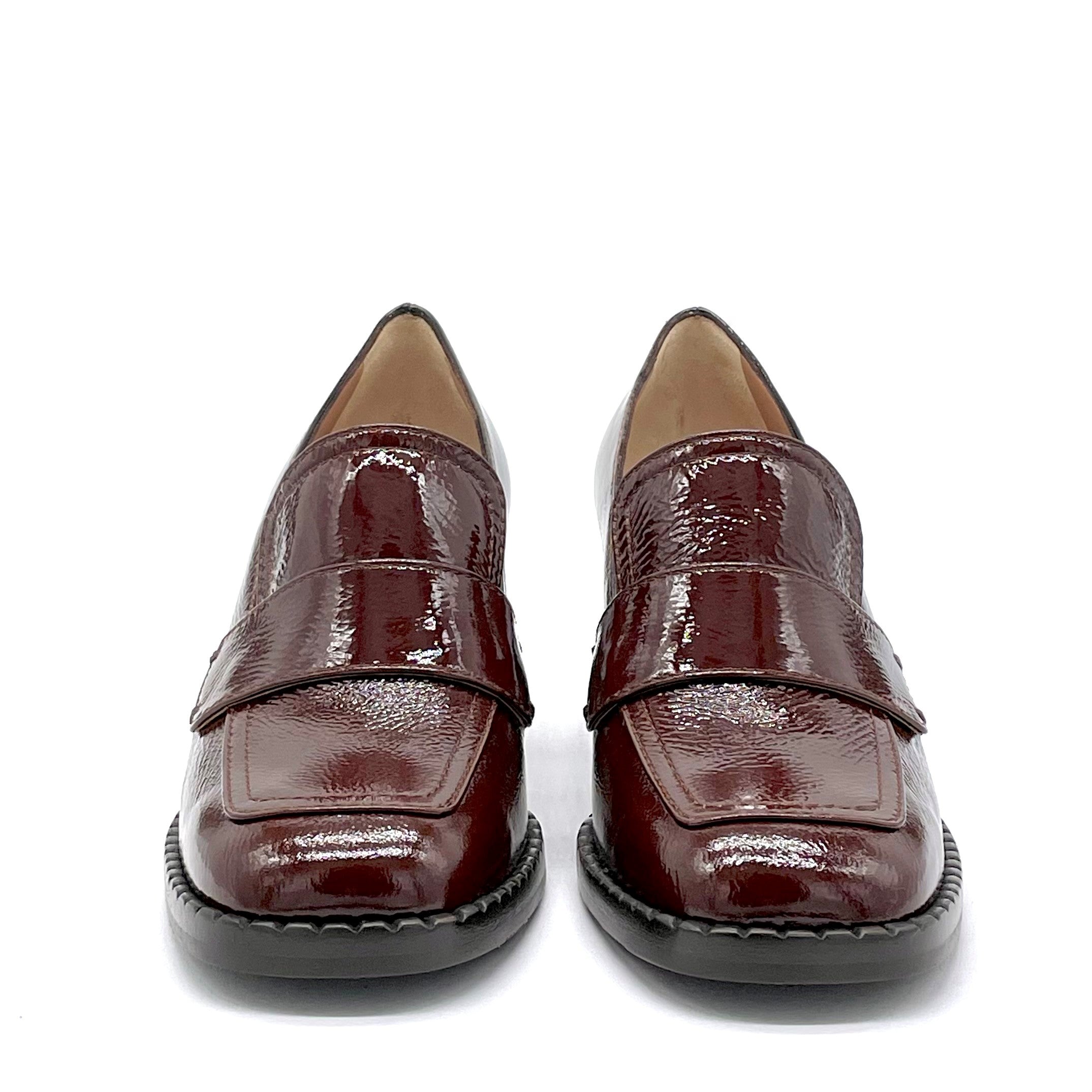 Mocassino in vernice marrone effetto stropicciato - Cod. 51501_2