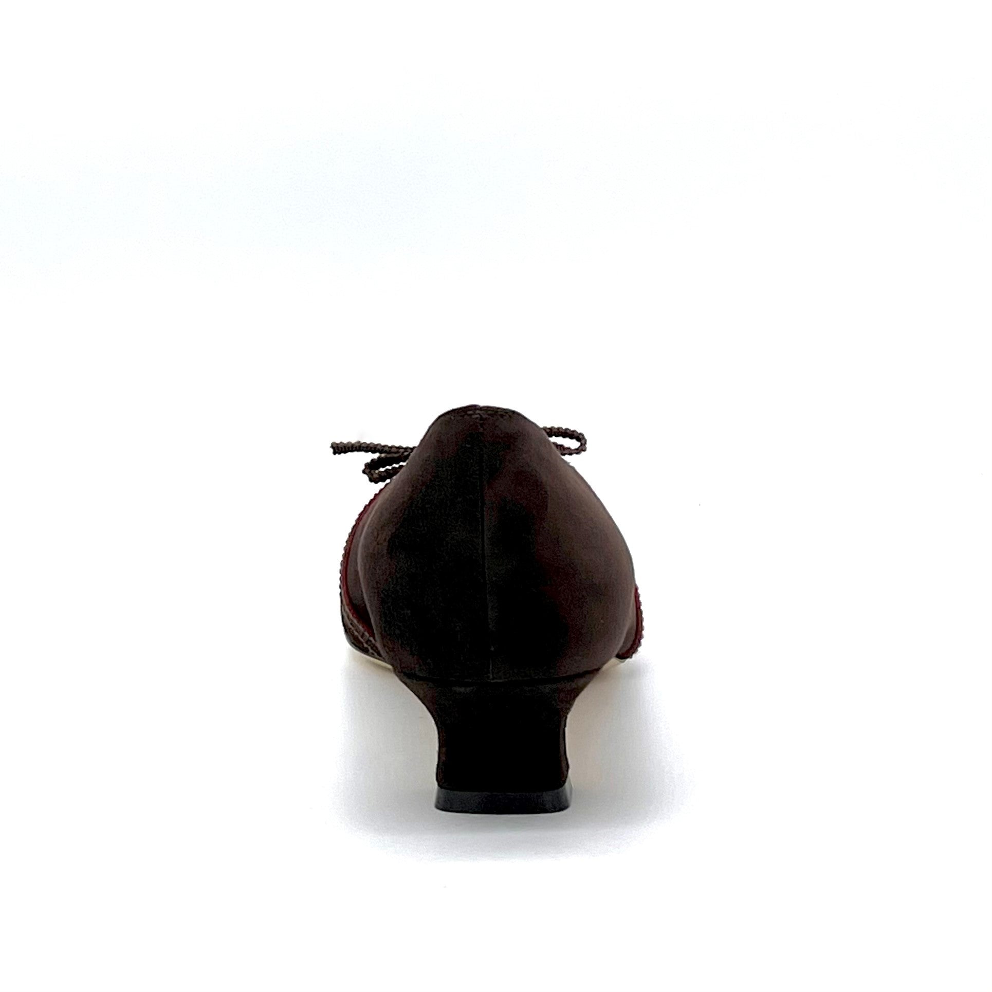 Dark brown suede pump with grosgrain ribbon - Cod. 51522_1