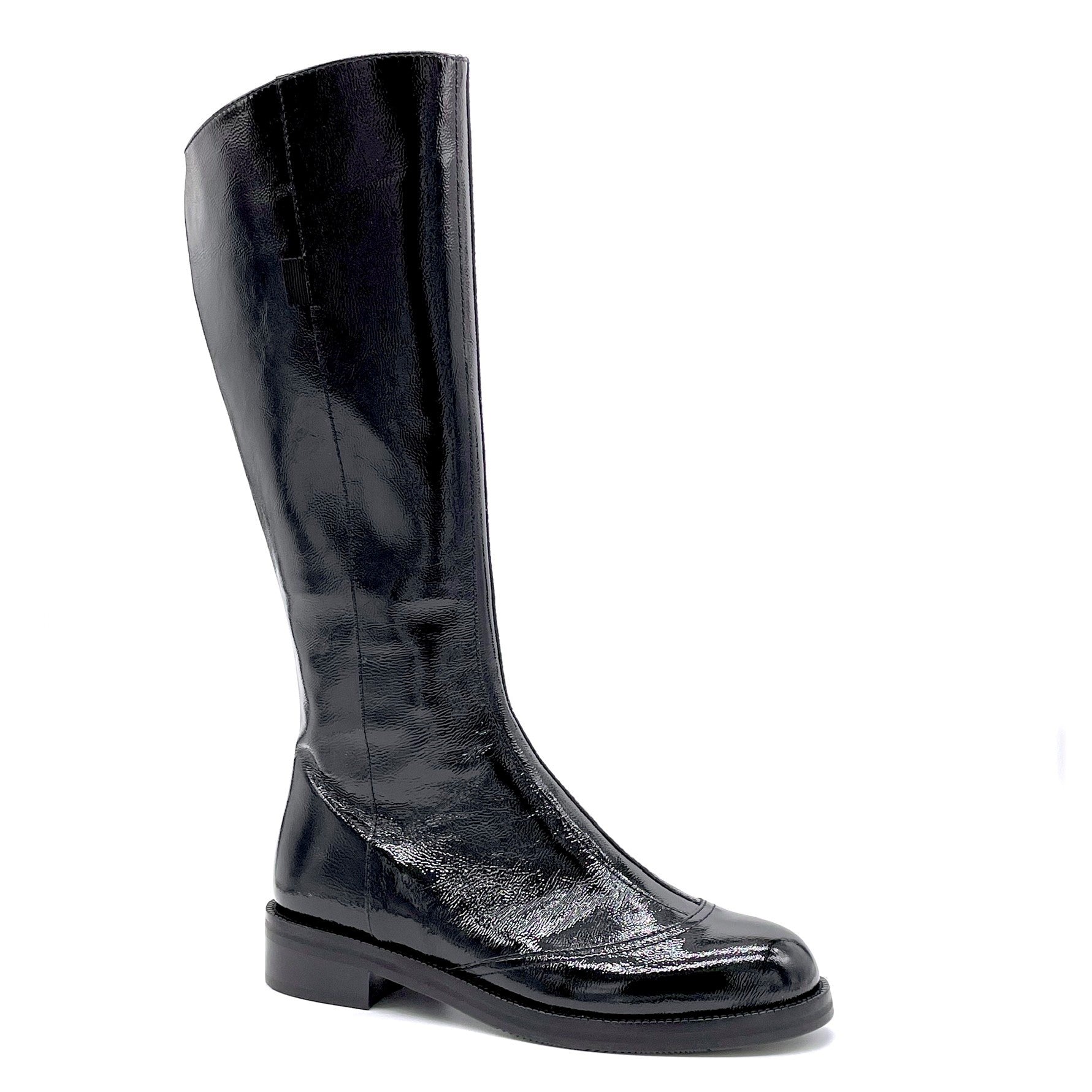 Black patent leather with creased effect boot - Cod. 51532-1
