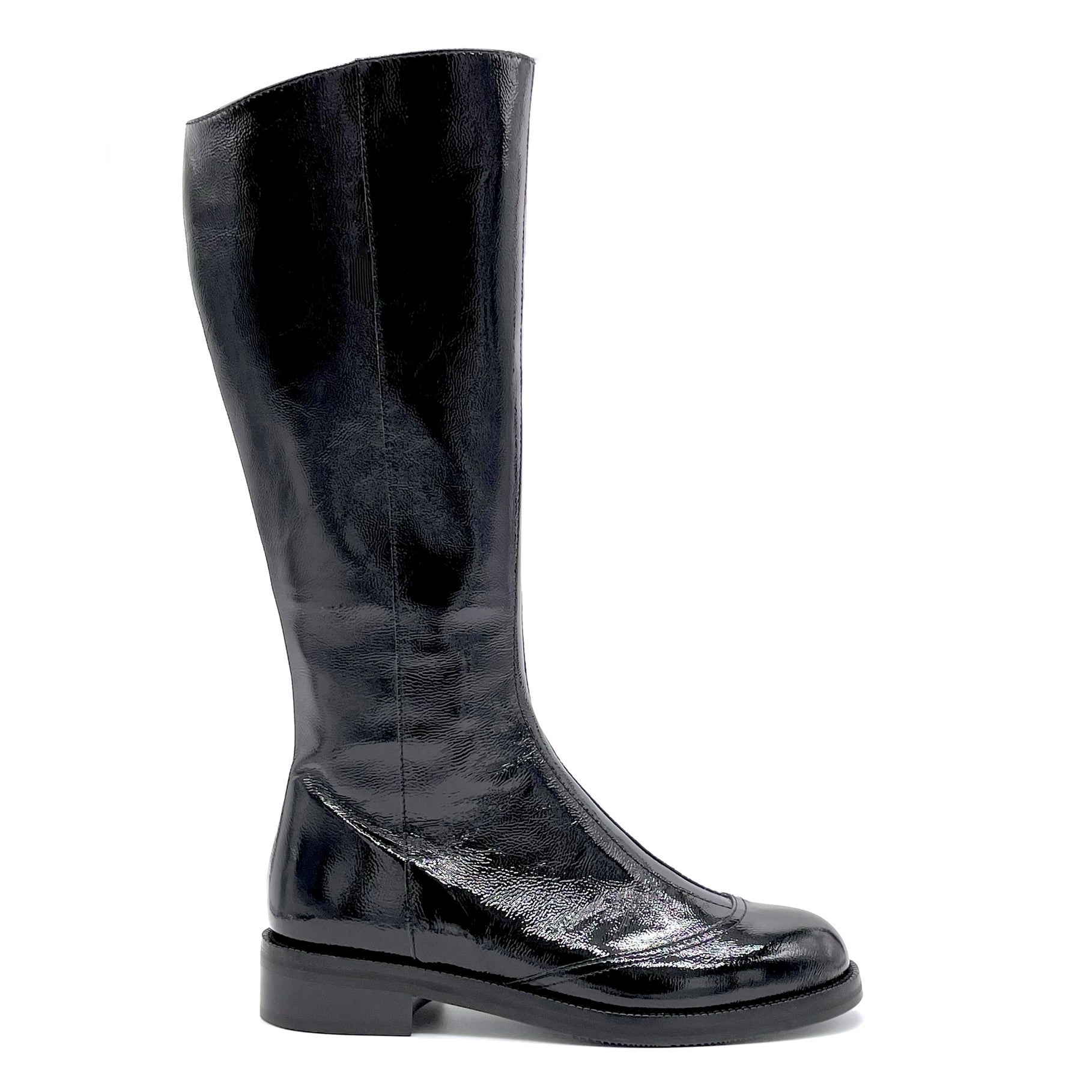 Black patent leather with creased effect boot - Cod. 51532-1