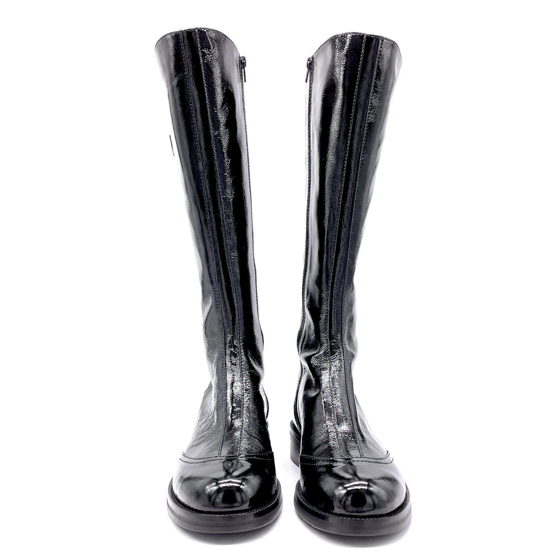 Stivale in vernice nera effetto stropicciato - Cod. 51532-1