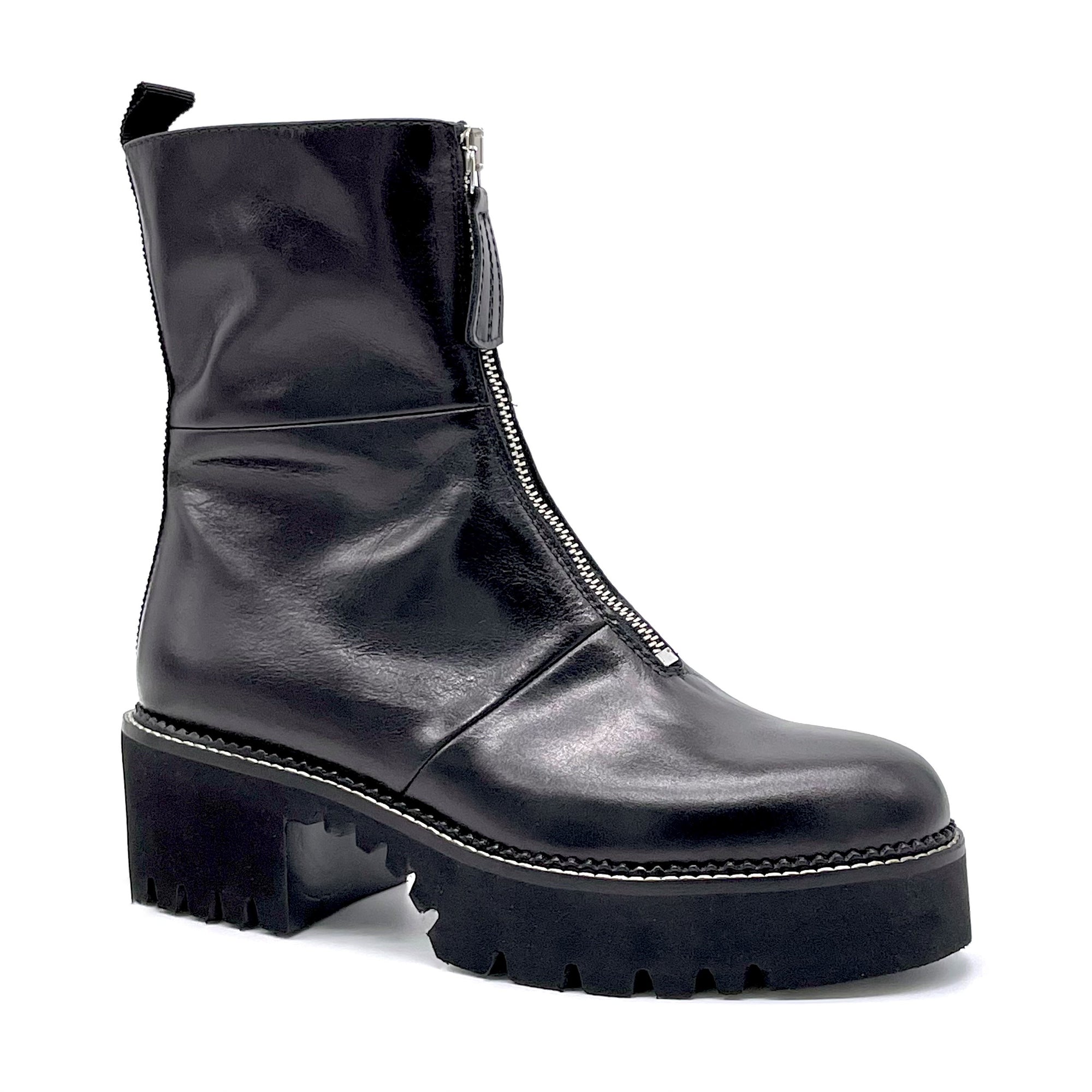 Stivaletto con cerniera in pelle nera - Cod. 51533