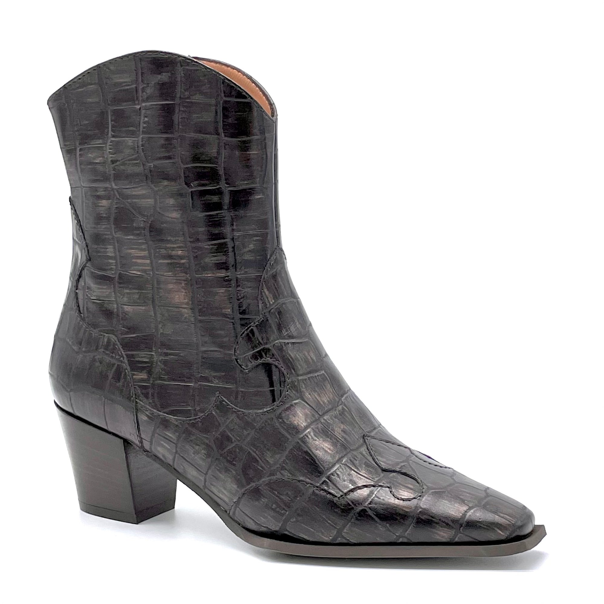 Brown printed leather boot - Cod. 51520_4