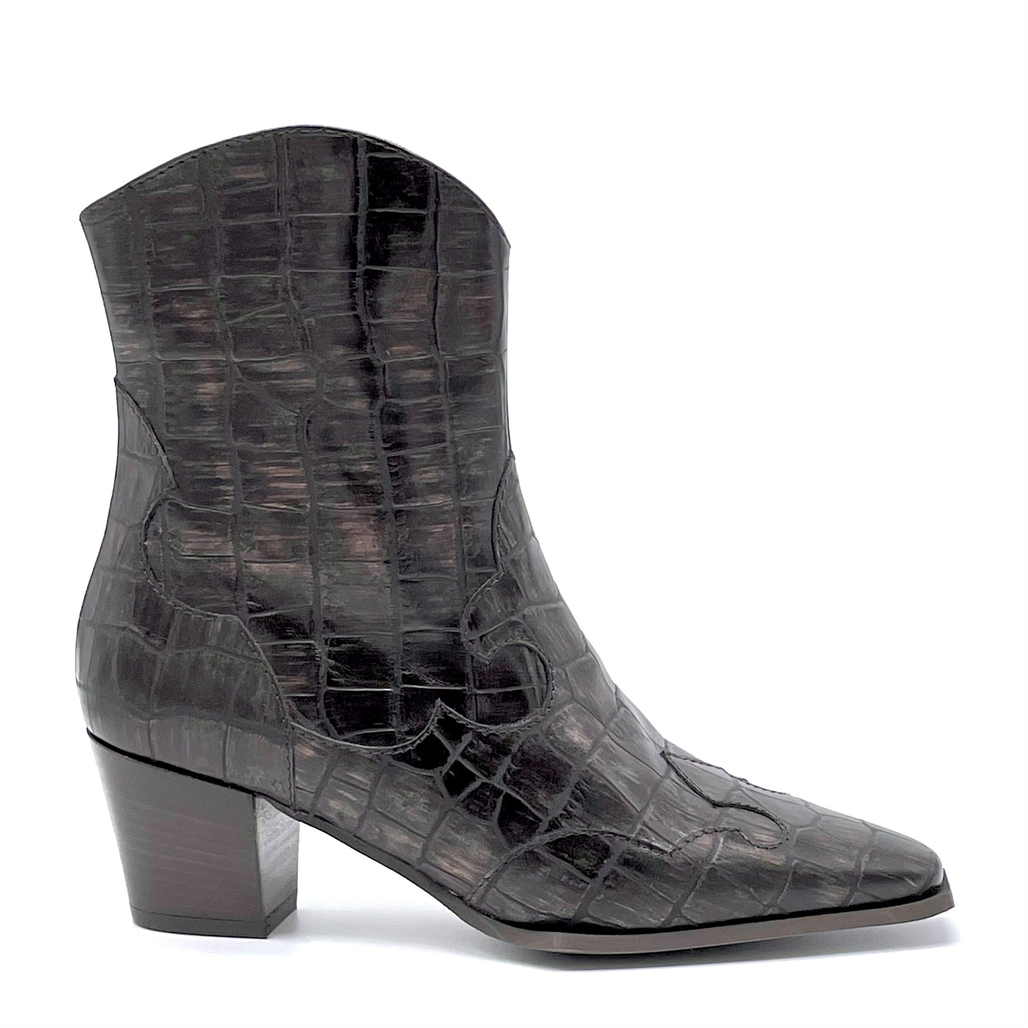 Brown printed leather boot - Cod. 51520_4