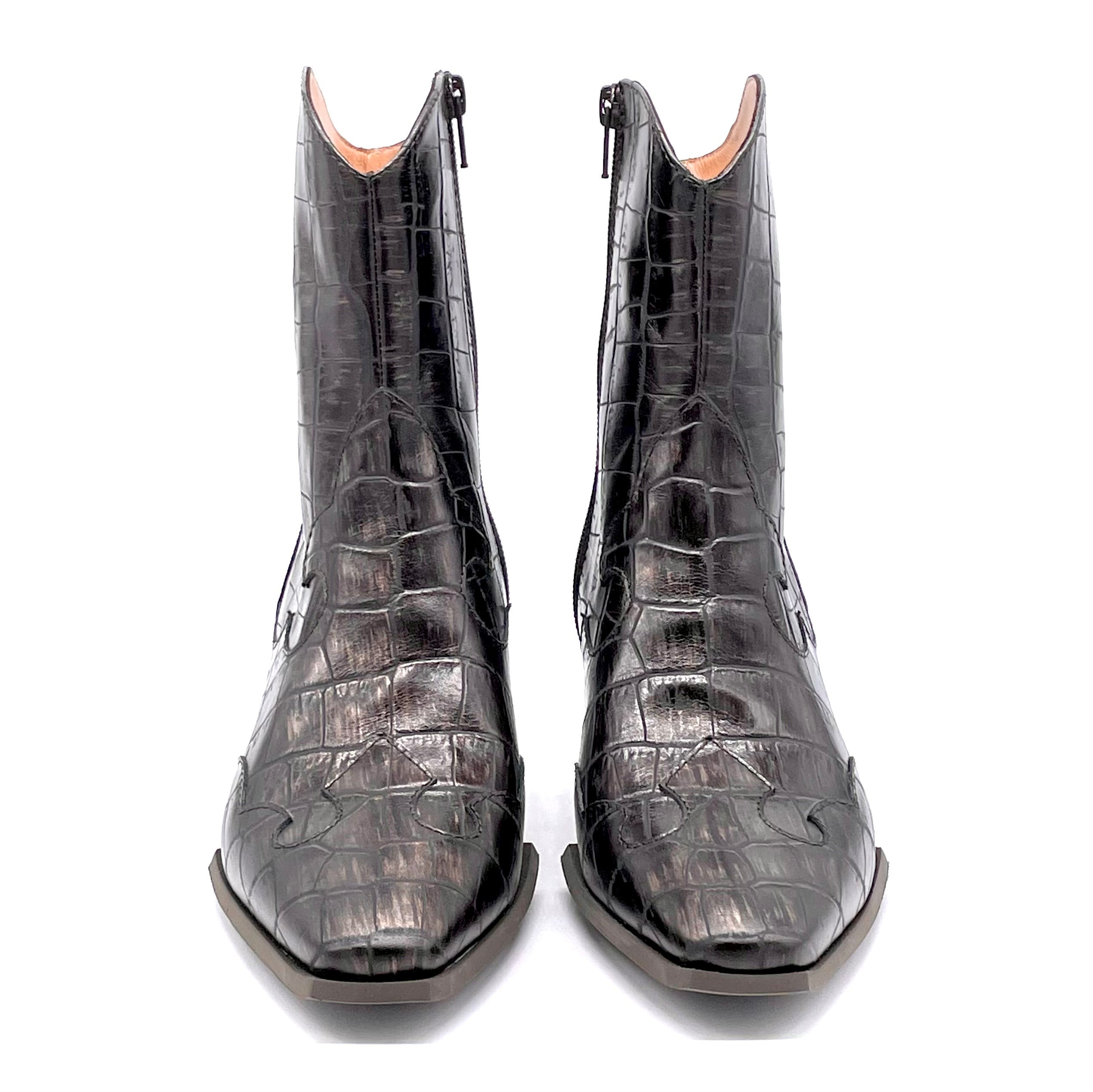 Texano in pelle stampata moro - Cod. 51520_4