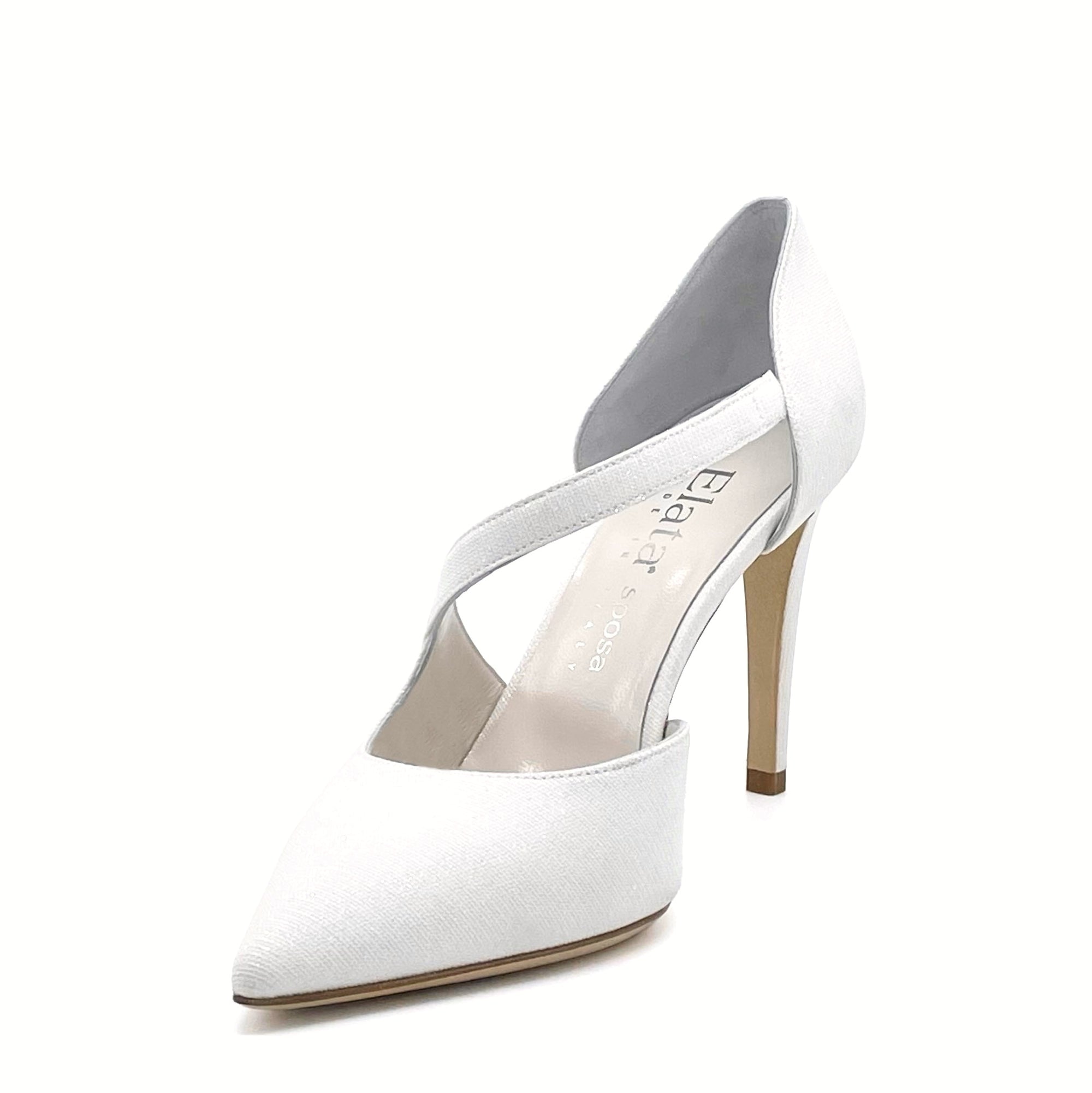 Décolleté in tessuto laminato bianco con cinturino - Cod. S2202