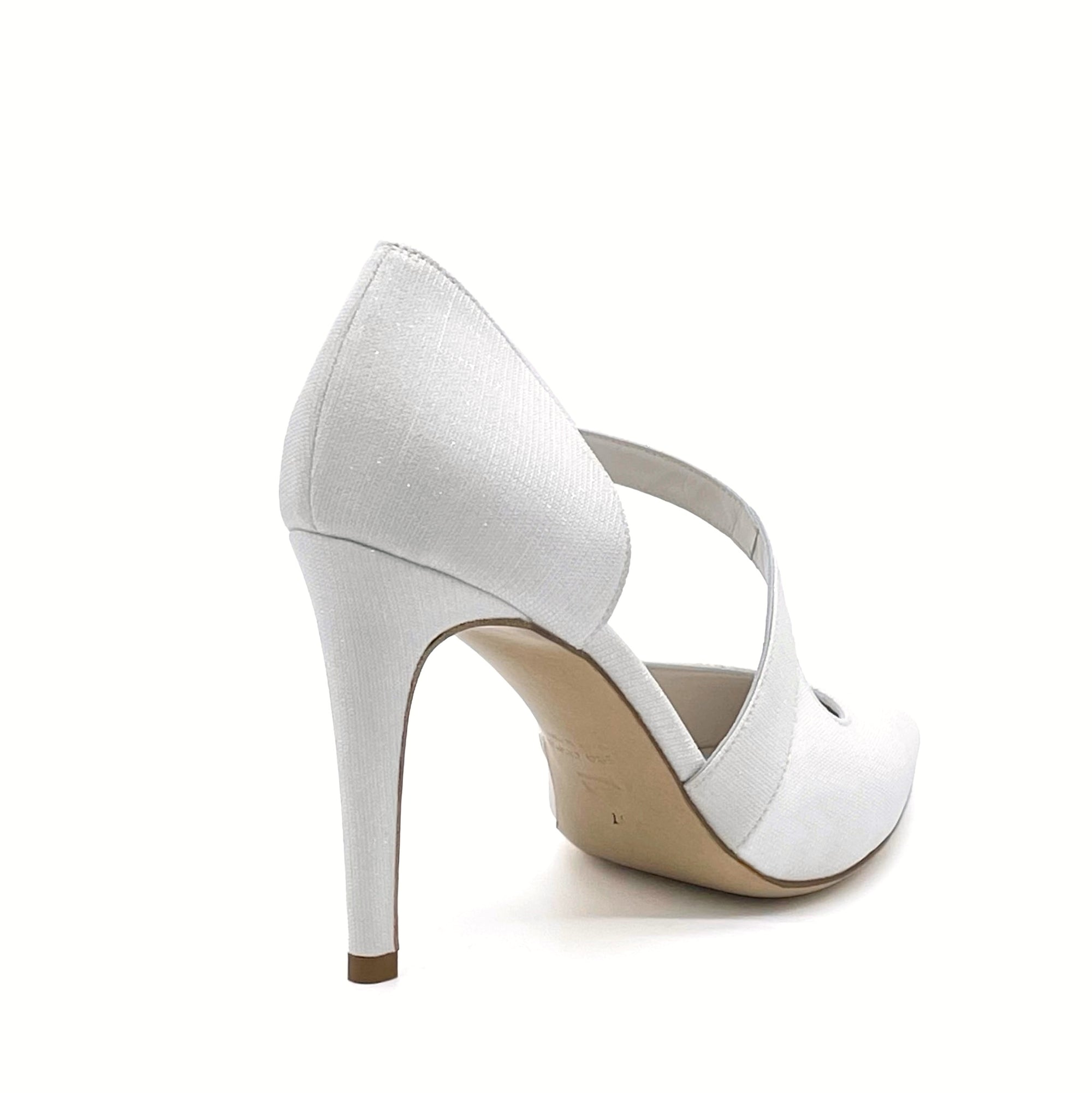 Décolleté in tessuto laminato bianco con cinturino - Cod. S2202