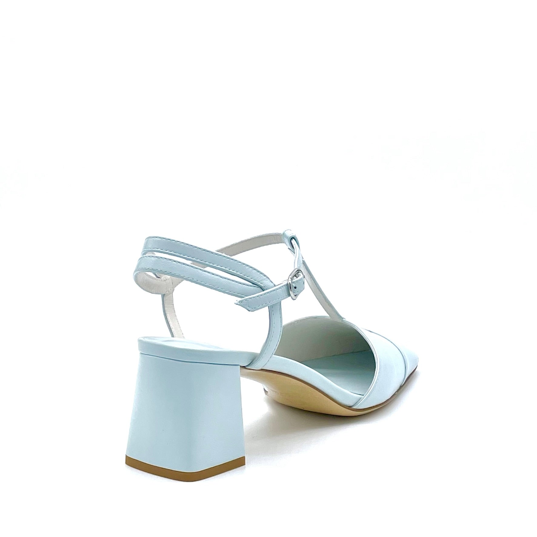 Slingback in pelle color ghiaccio con cinturino a T - Cod. 12159
