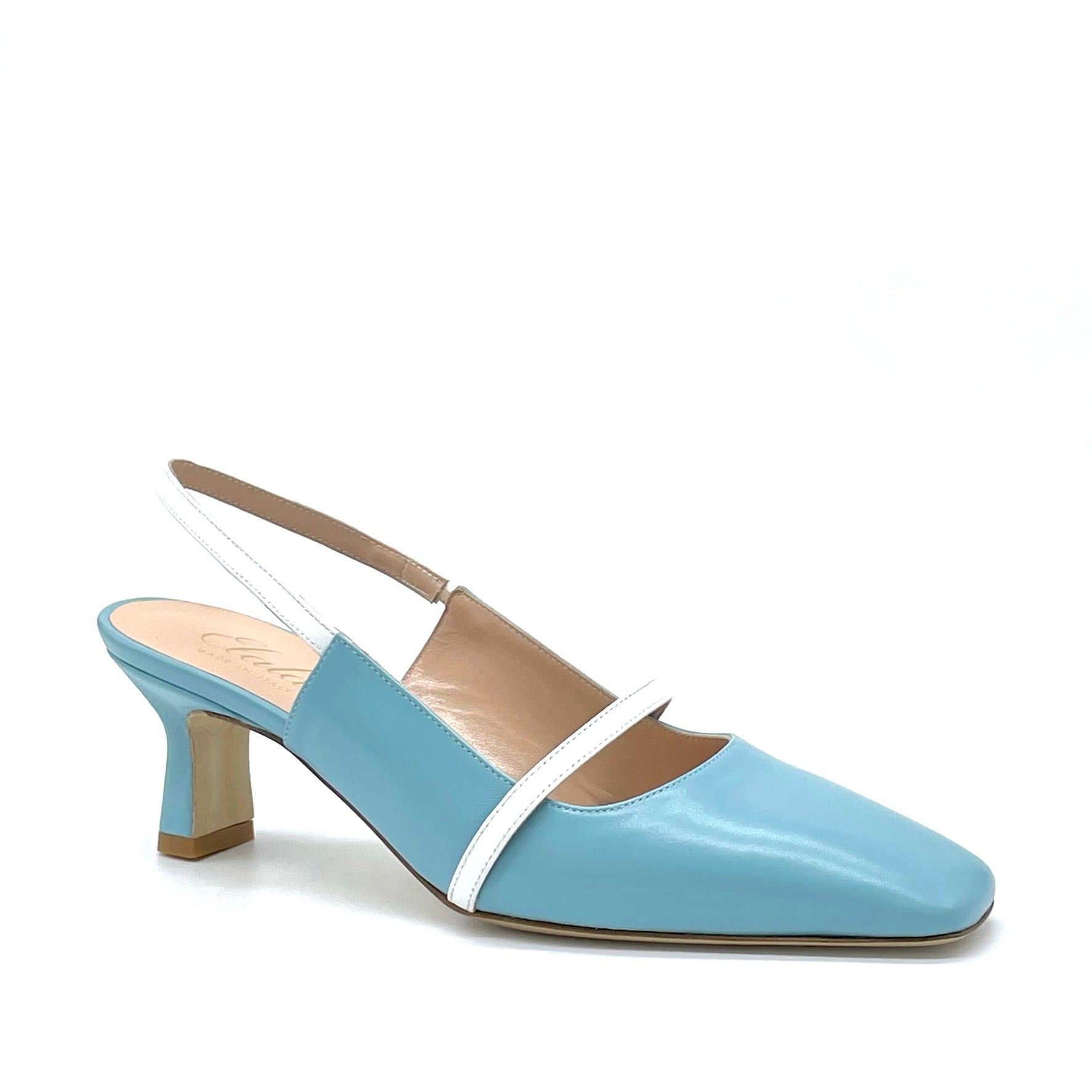 Slingback in pelle azzurra e bianca - Cod. 12161_2