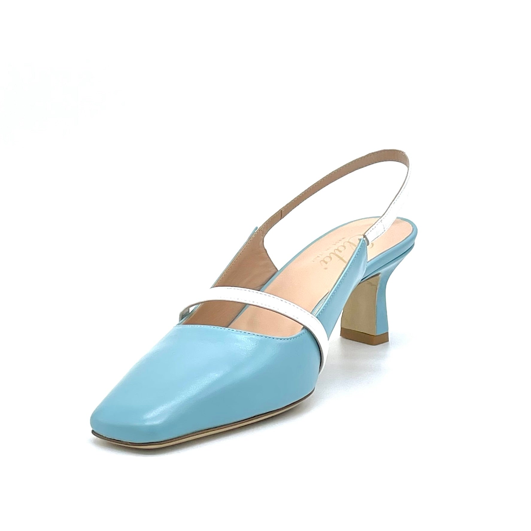 Light blue and white leather slingback - Cod. 12161_2