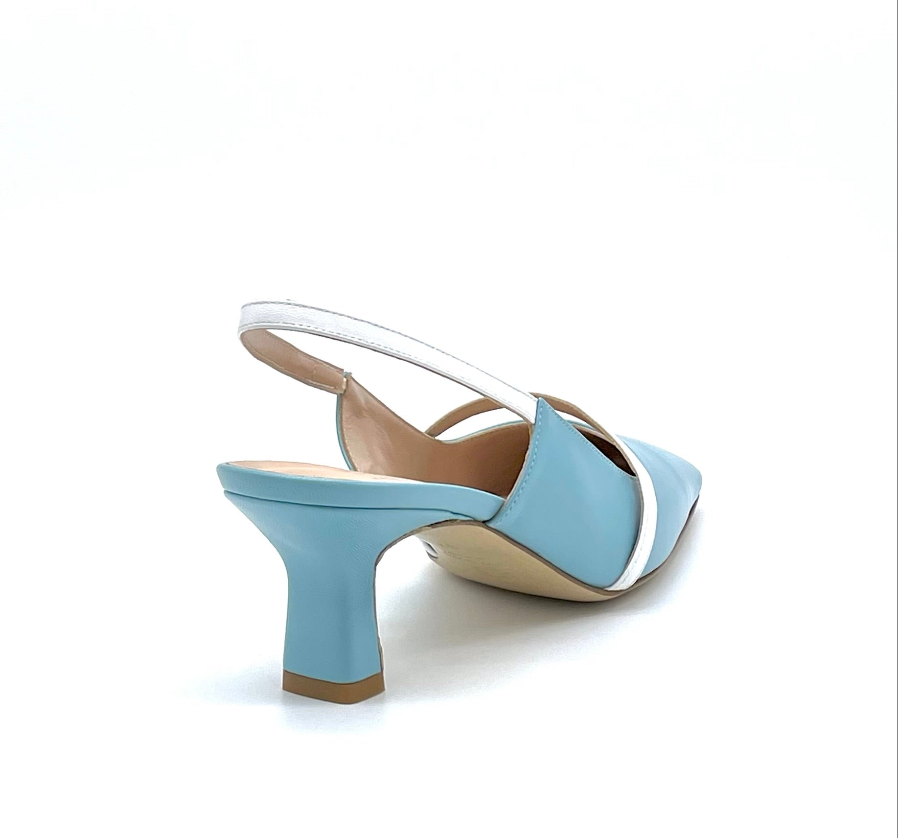 Slingback in pelle azzurra e bianca - Cod. 12161_2
