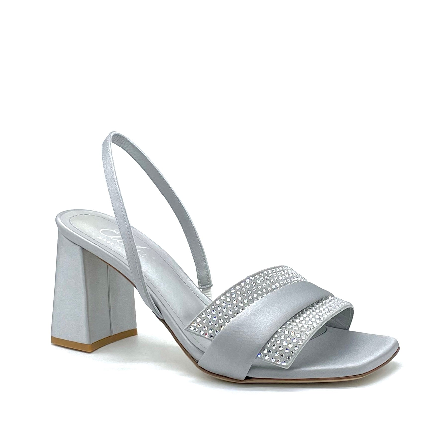 Grey silk sandal with rhinestones - Cod. 12180