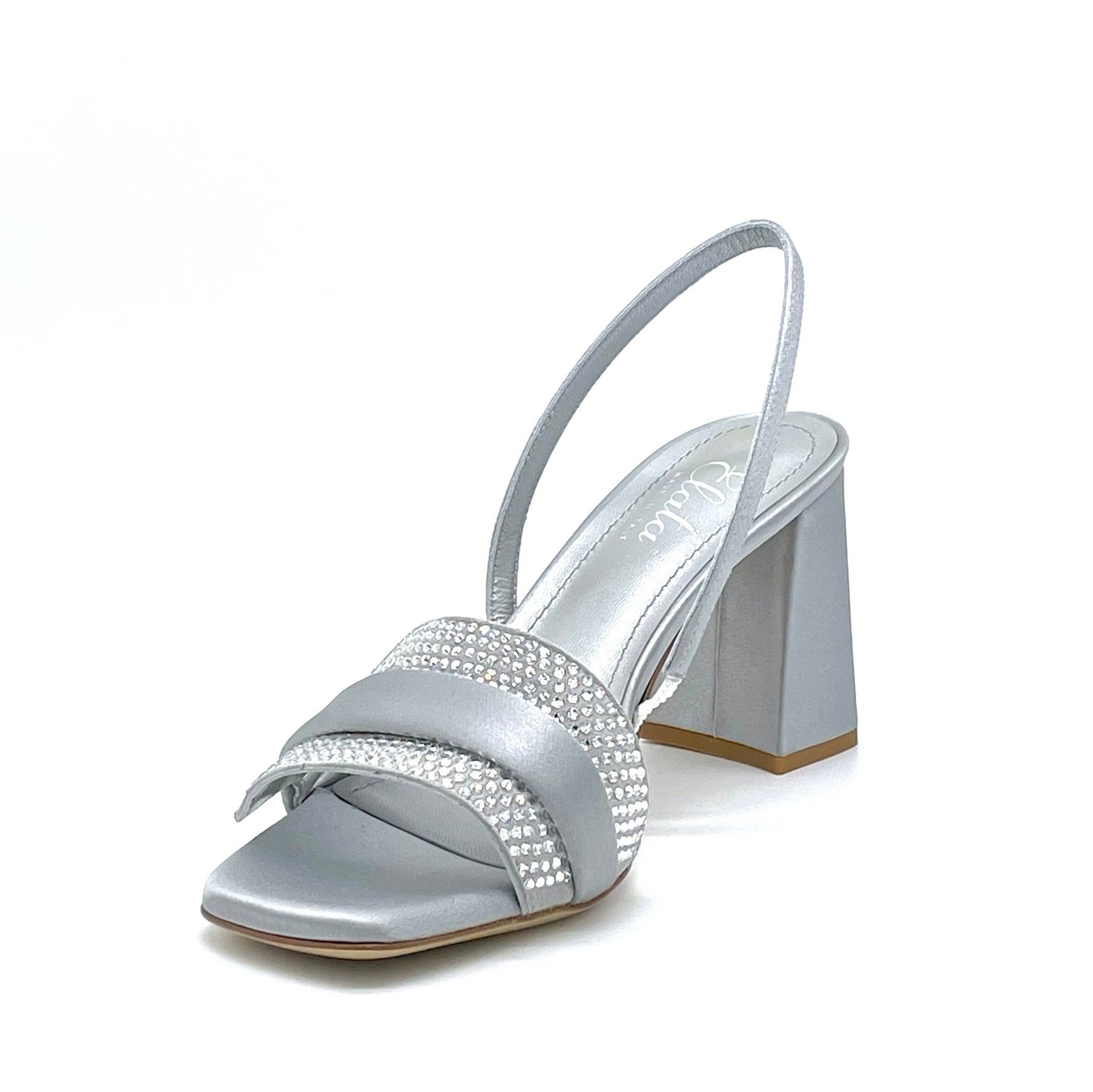Grey silk sandal with rhinestones - Cod. 12180