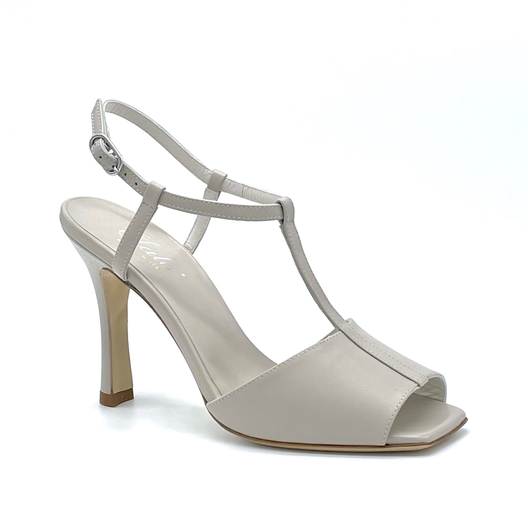 Light taupe leather sandal - Cod. 12103_1