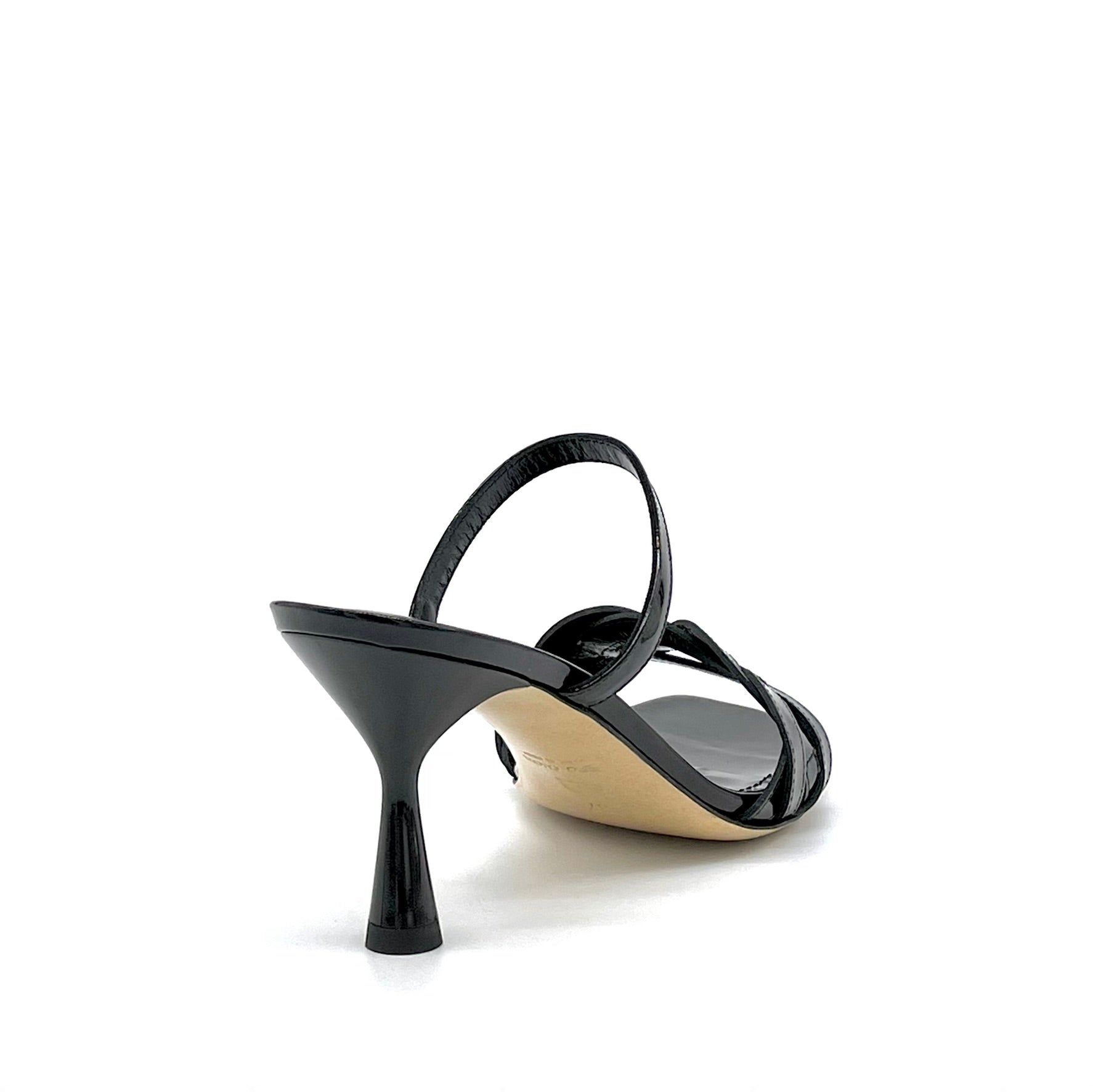 Mule in vernice nera con intreccio e tacco laccato nero - Cod. 12120