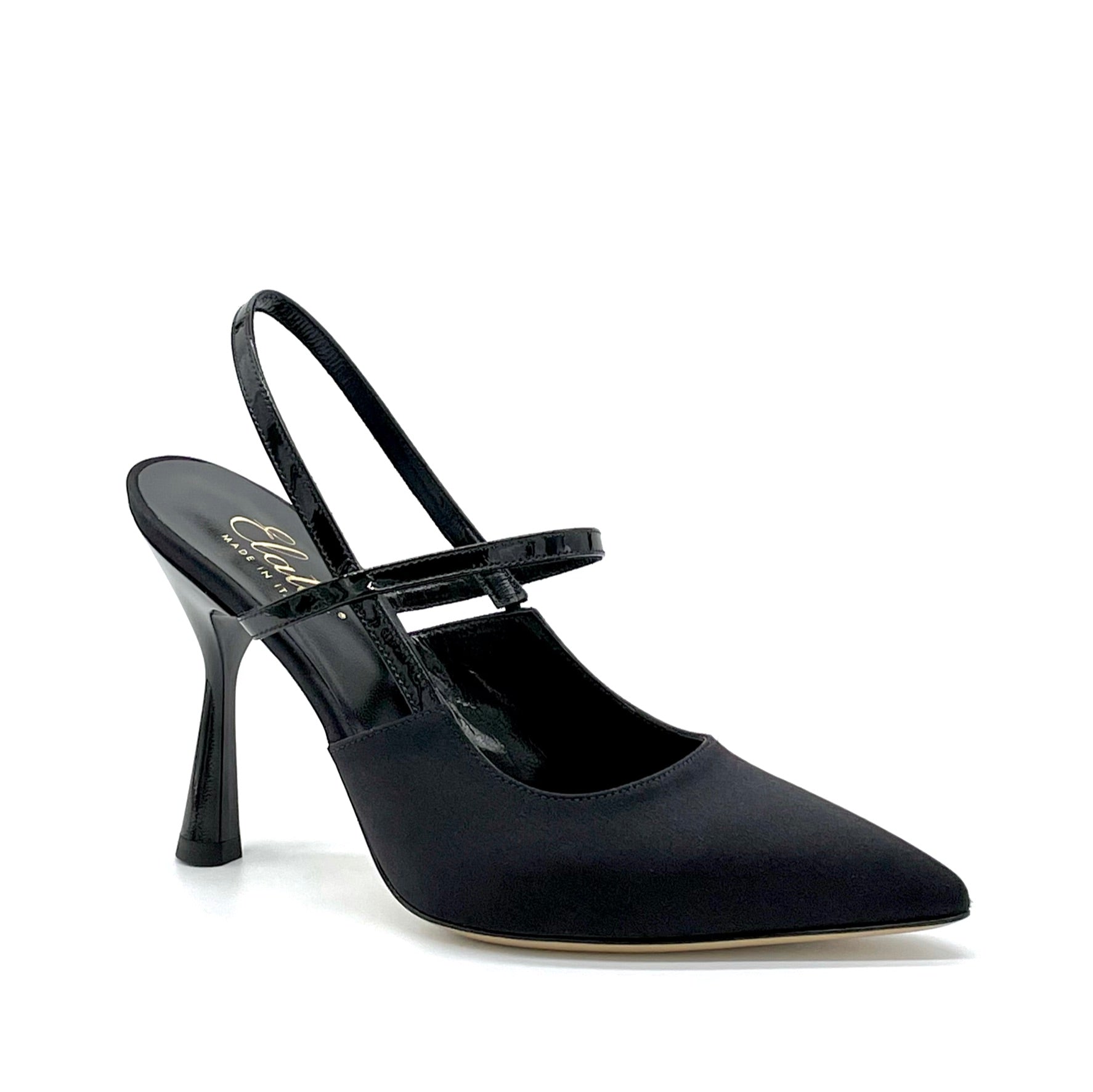 Slingback in seta e vernice nera - Cod. 12139_2