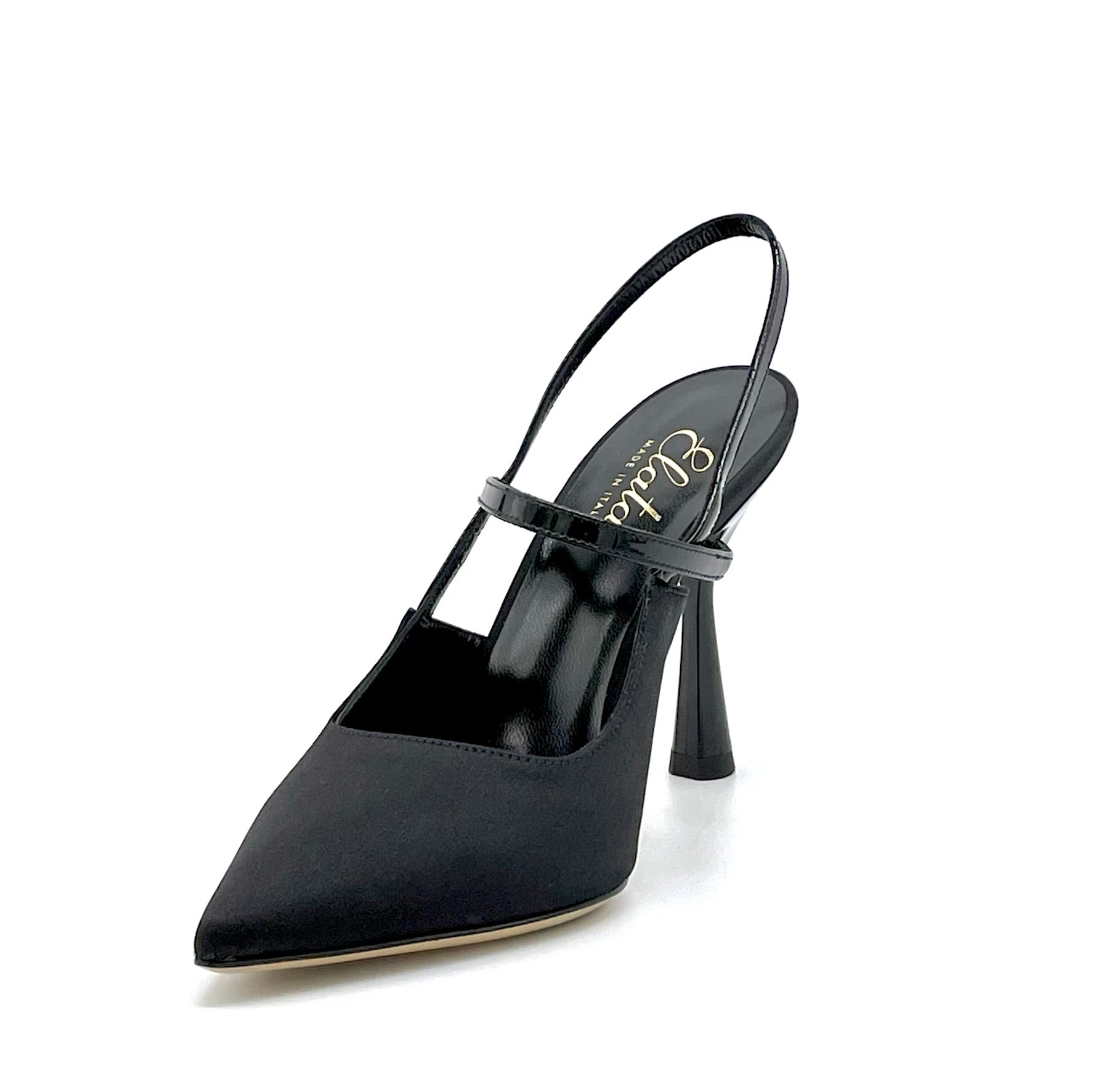 Black silk and patent leather slingback - Cod. 12139_2