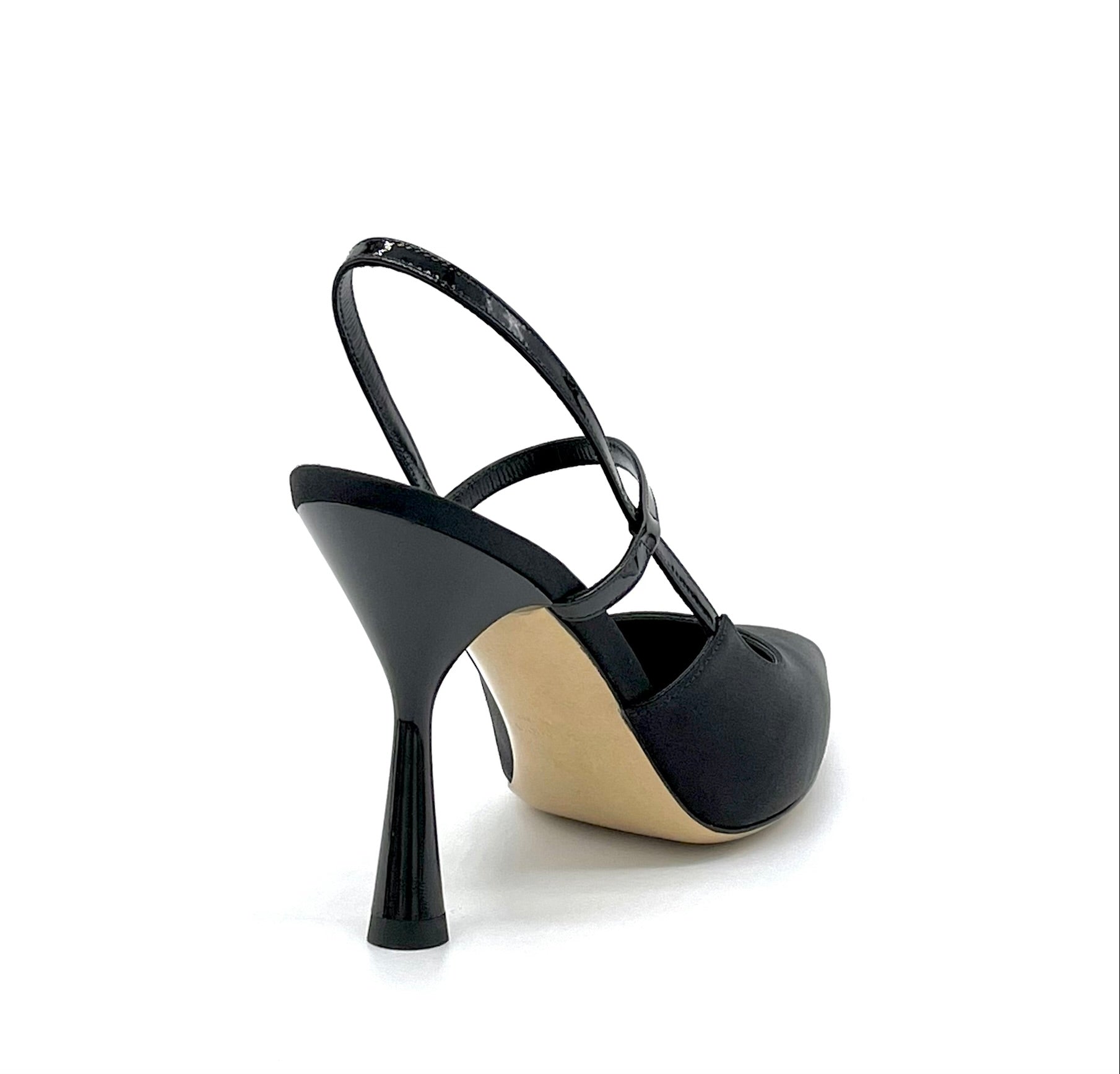 Slingback in seta e vernice nera - Cod. 12139_2