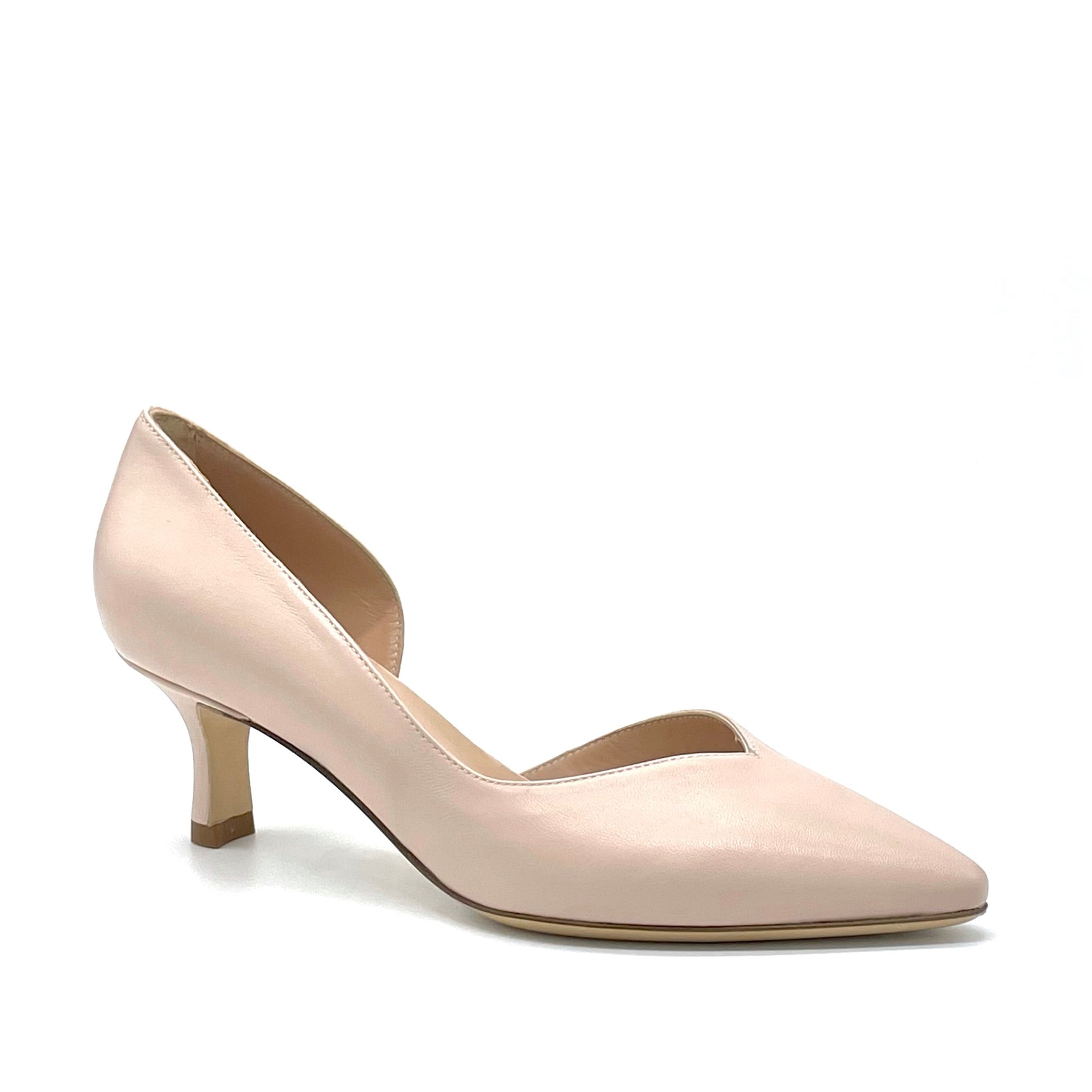 Nude colour leather pump open from the inside - Cod. 12151