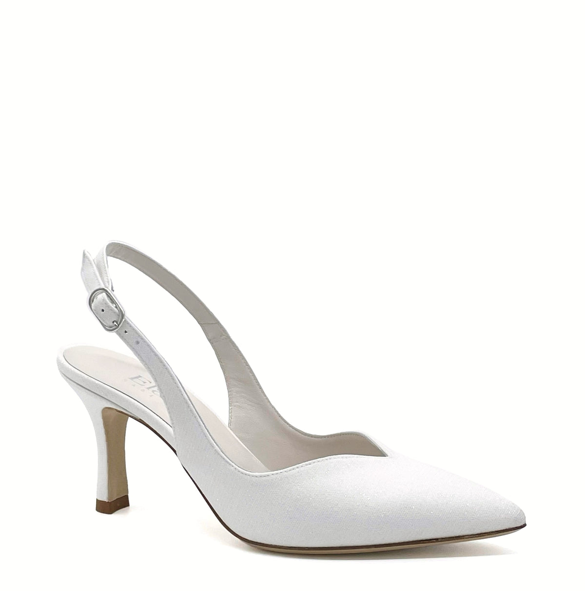 Slingback in tessuto laminato bianco - Cod. S2201