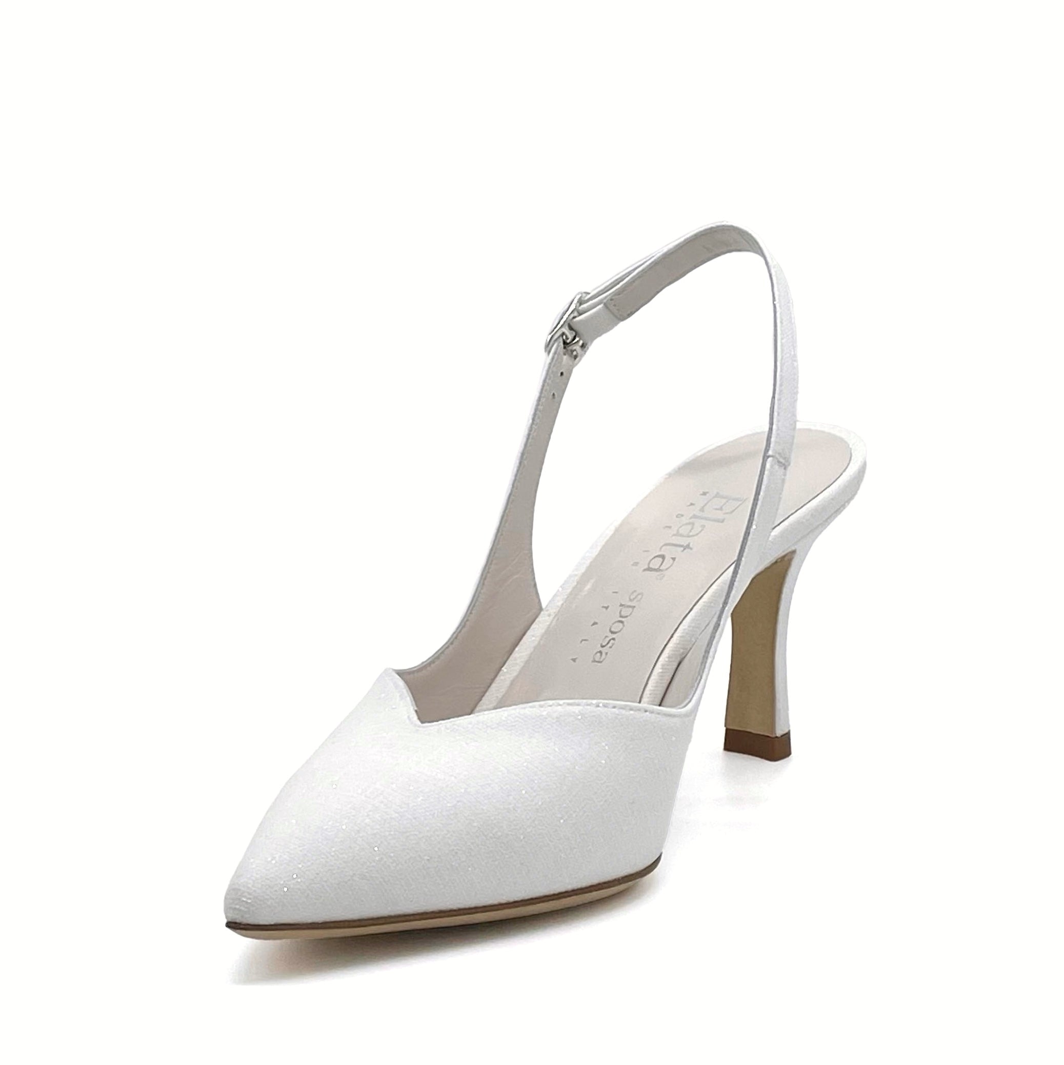 Slingback in tessuto laminato bianco - Cod. S2201