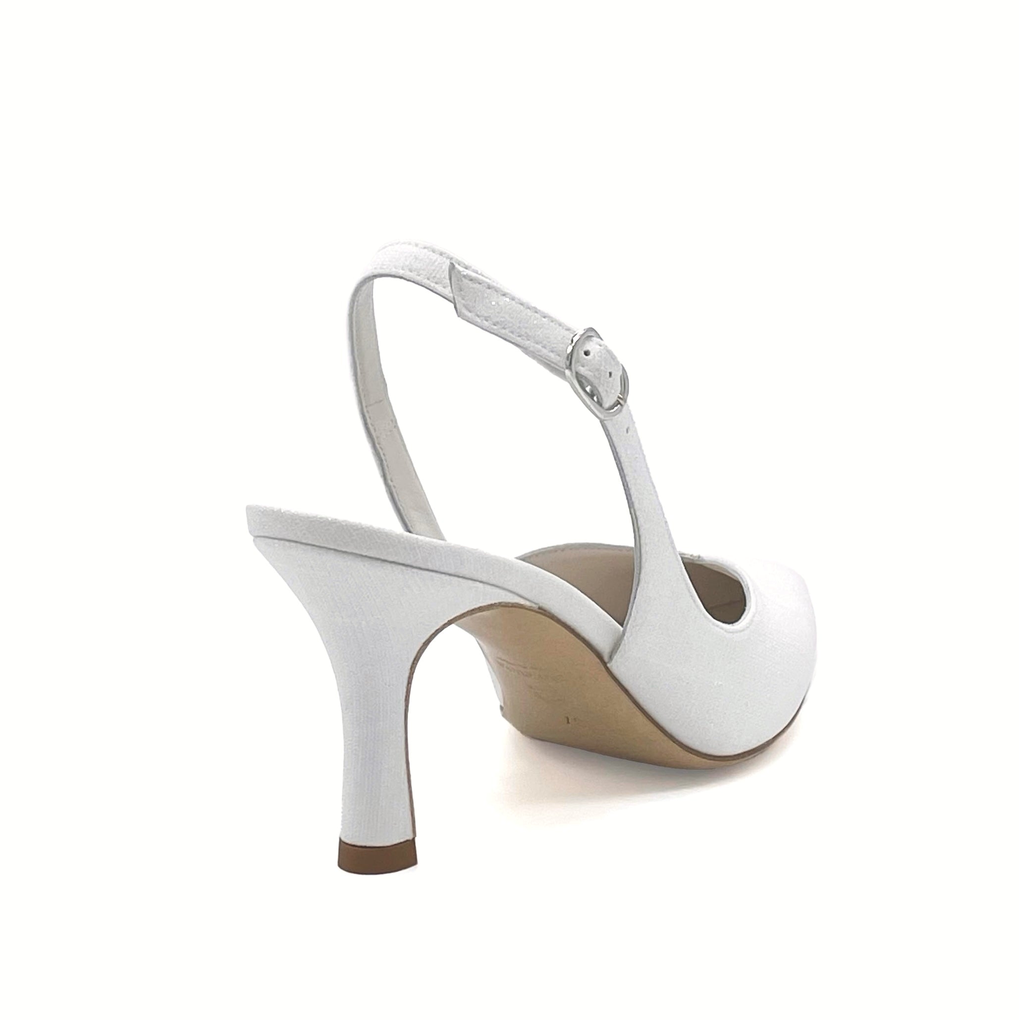 Slingback in tessuto laminato bianco - Cod. S2201