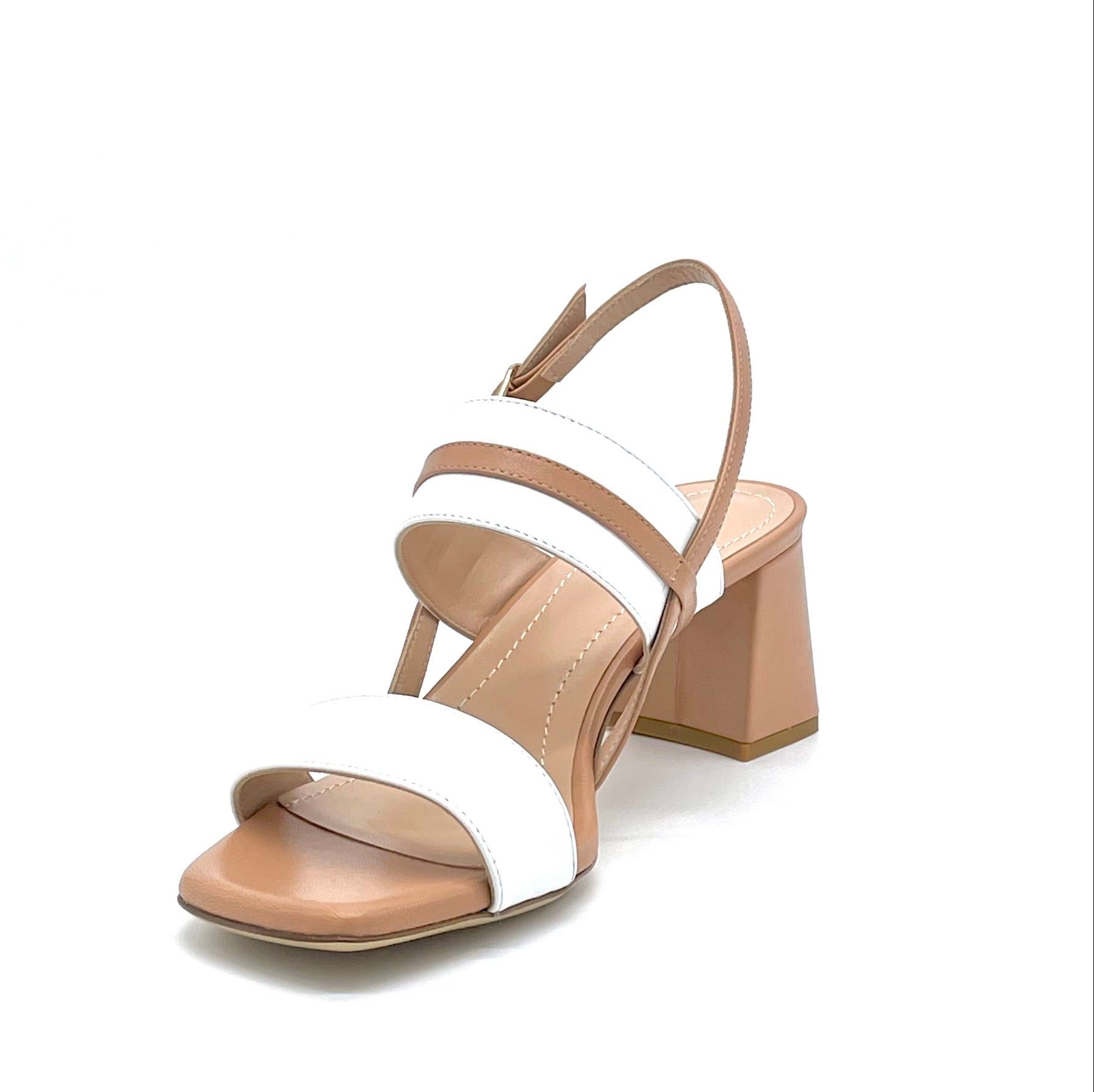 White and tan leather sandal - Cod. 12112