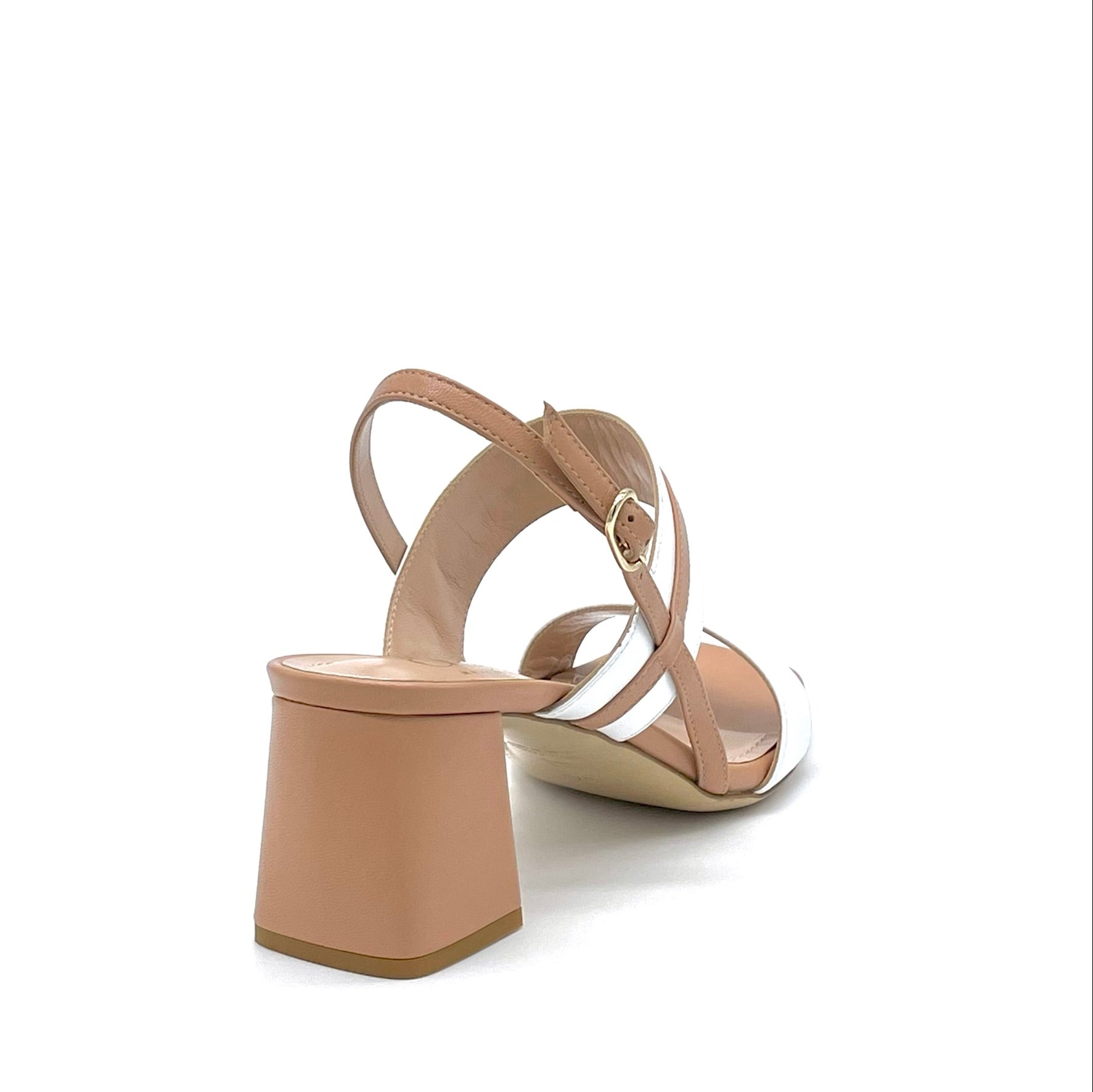 White and tan leather sandal - Cod. 12112